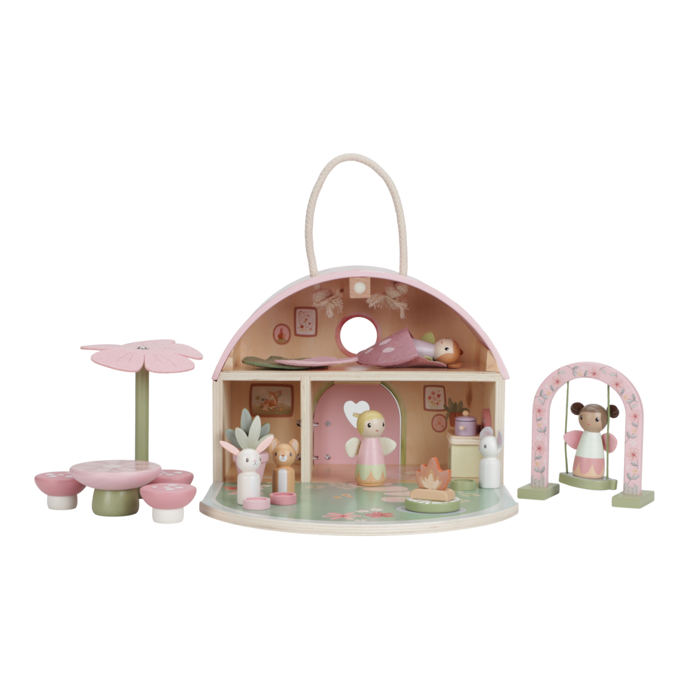 Casuta de papusi portabila din lemn FSC cu zane si mobilier - Fairy Garden - Little Dutch 
