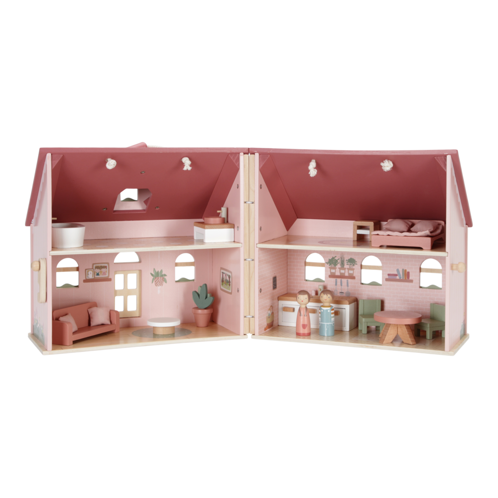 Casuta de papusi portabila din lemn FSC cu mobilier - Little Dutch LD 7116