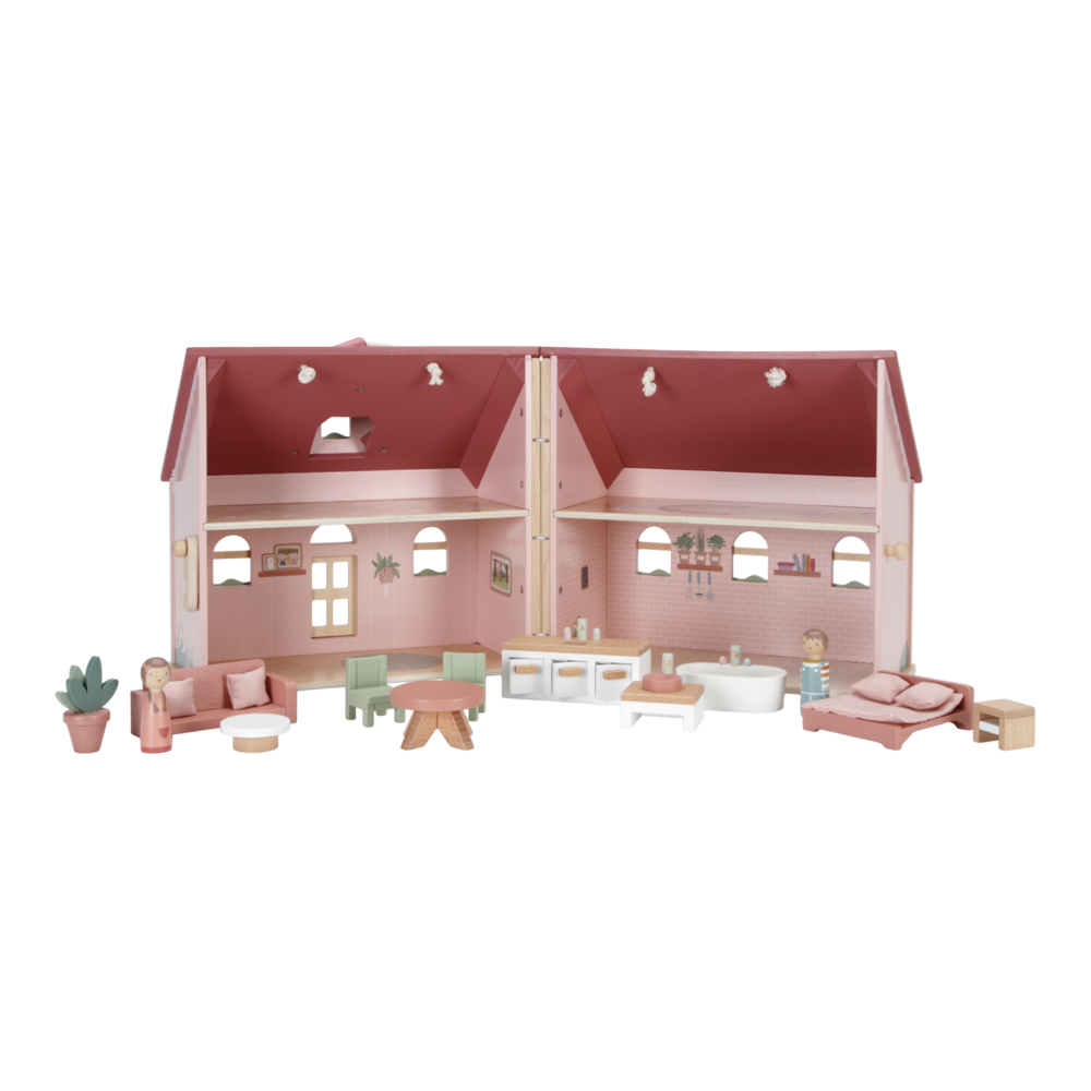Casuta de papusi portabila din lemn FSC cu mobilier - Little Dutch LD 7116