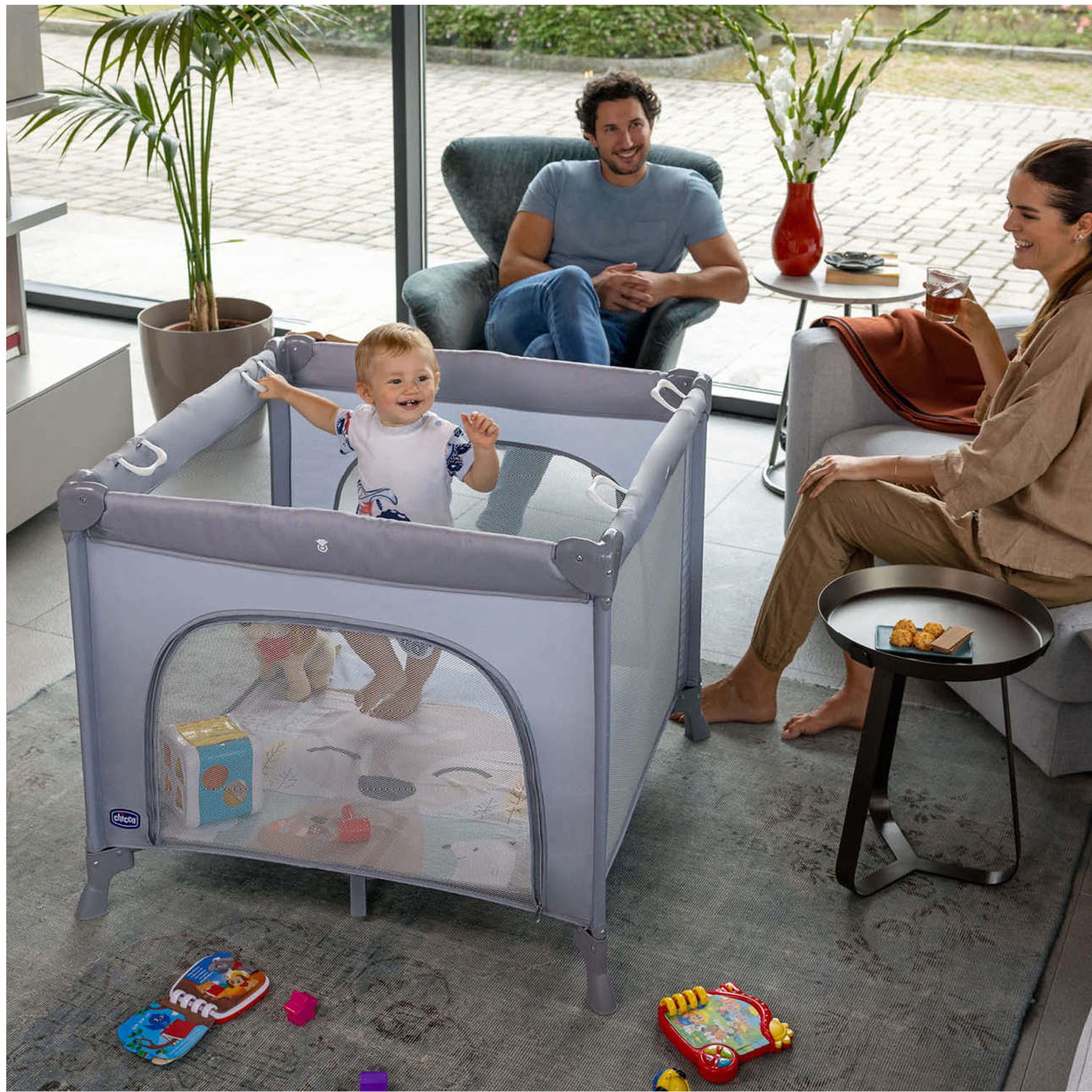 Tarc pentru copii cu salteluta Chicco Open Box, Fawn, 0-12luni 
