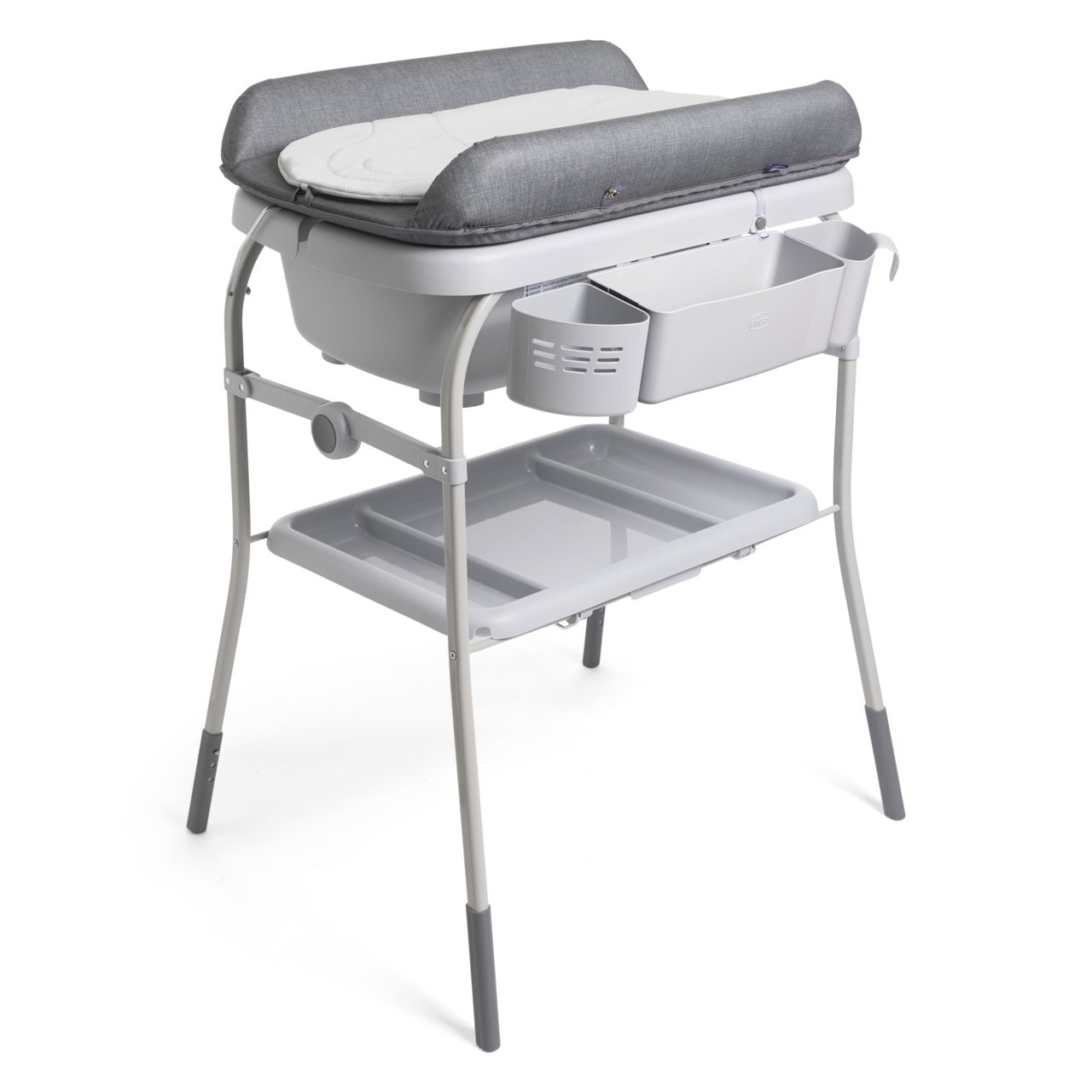 Cadita cu masa de infasat Chicco, Cuddle&Bubble, Graphite Melange