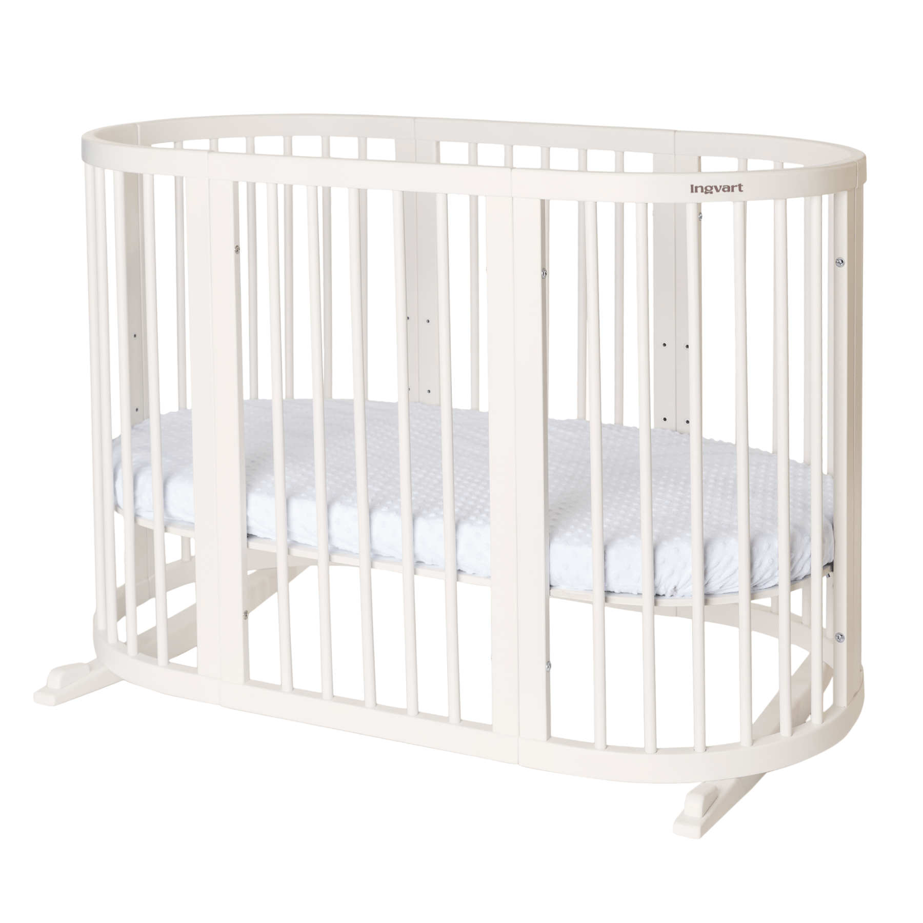 Patuc transformabil pentru copii 9 in 1 Smart Bed Rotund Milky, 72x72x120cm