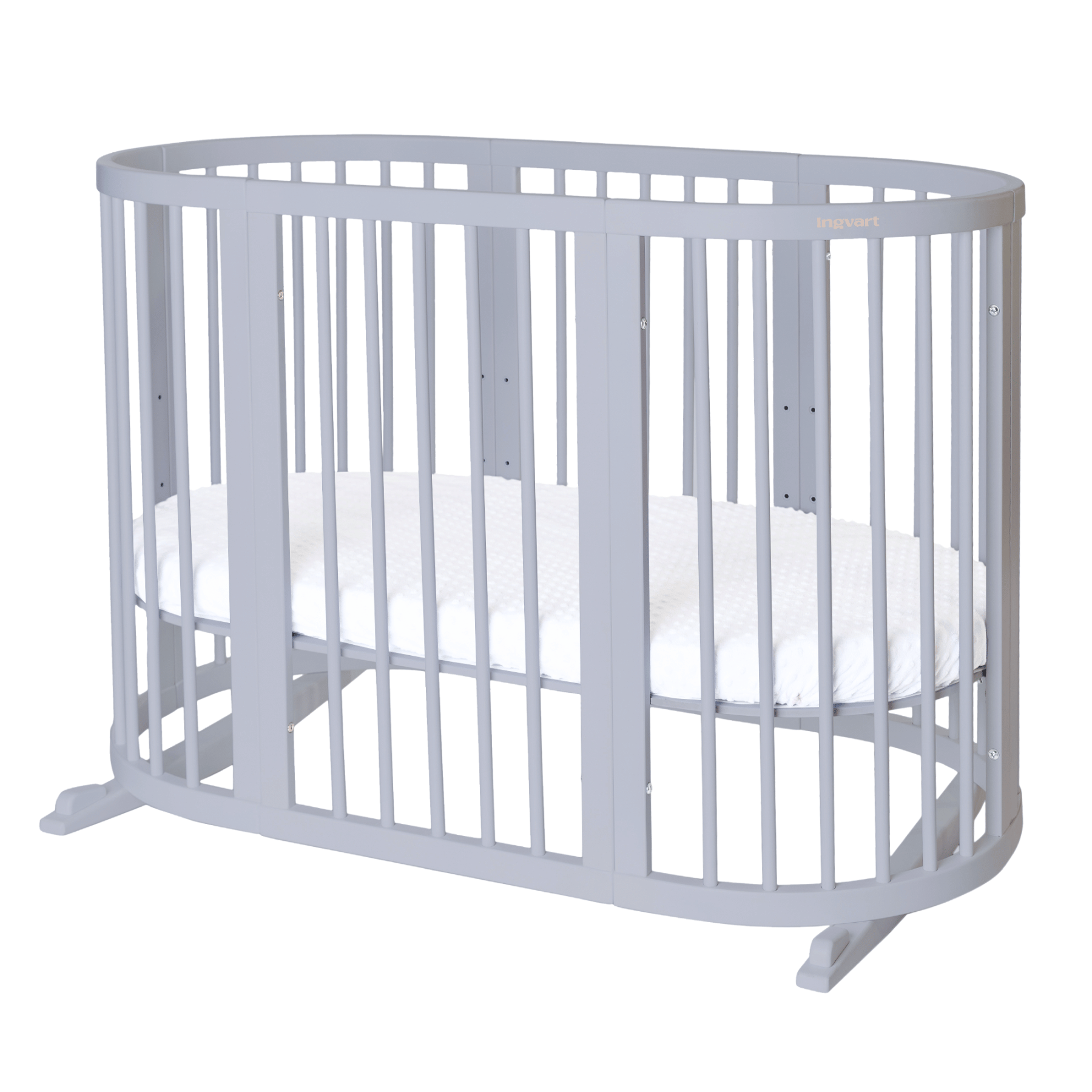 Patuc transformabil pentru copii 9 in 1 Smart Bed Rotund Gri, 72x72x120cm