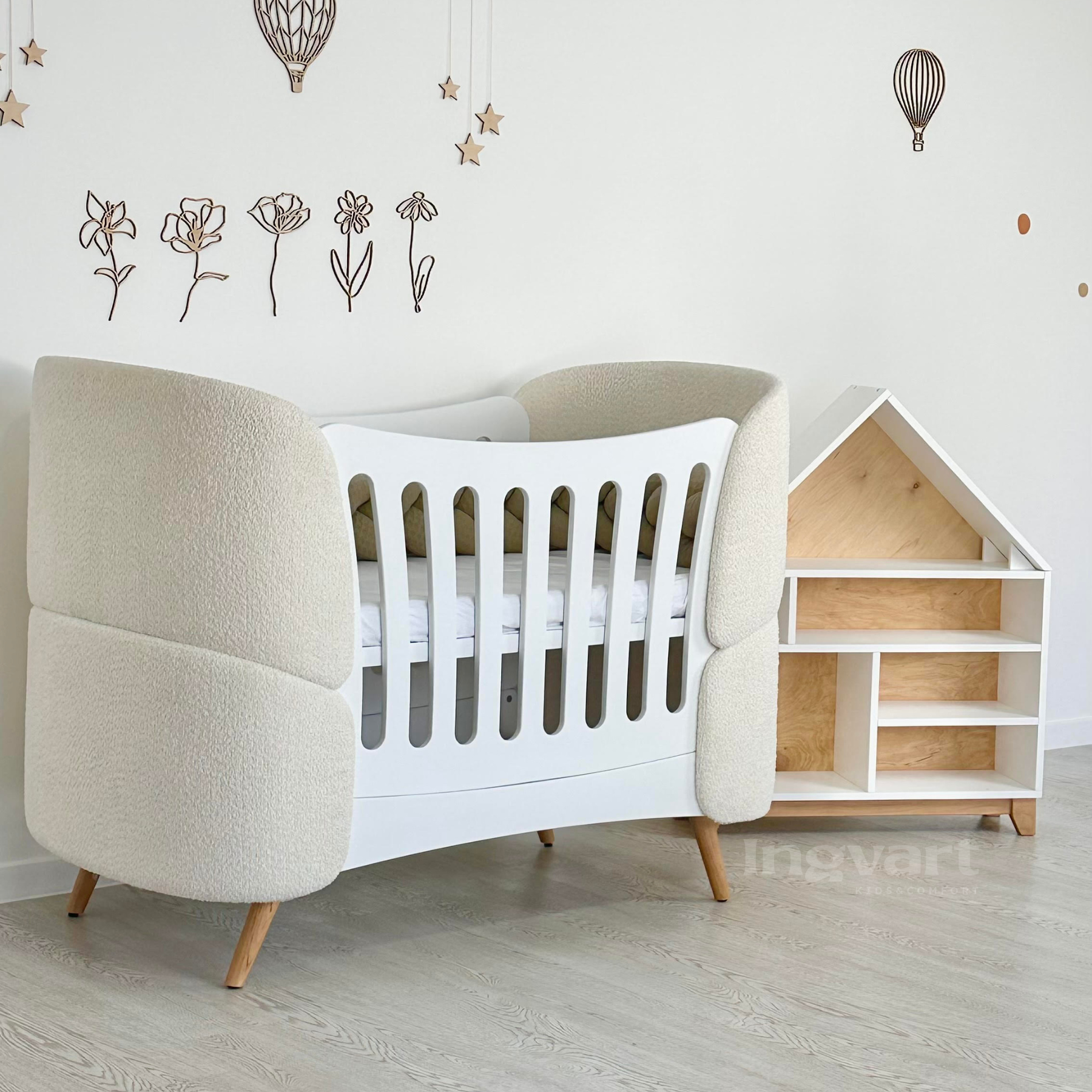 Patuc pentru copii Fly cu parti laterale din boucle, Milky 66x136cm