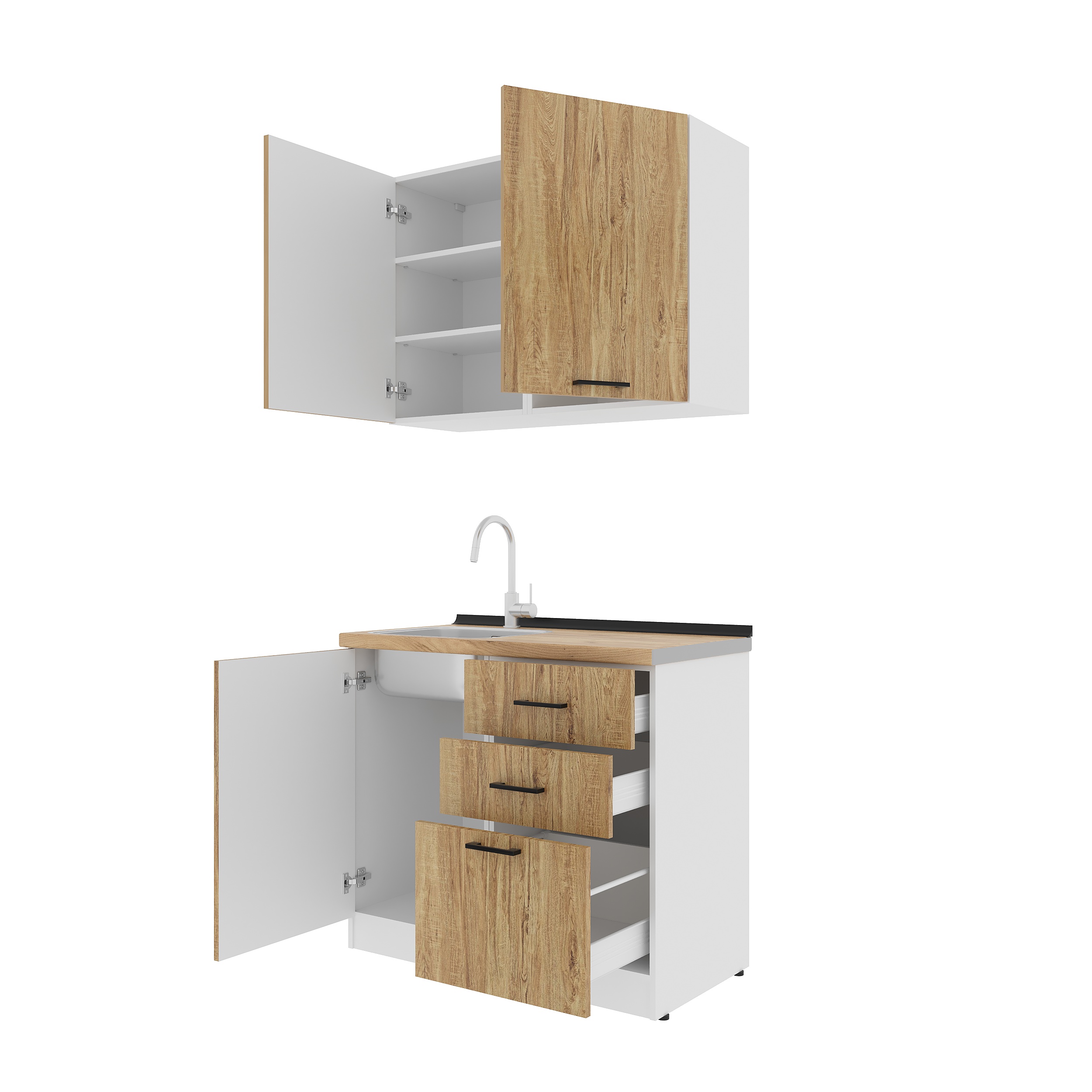Set bucătărie: Melisa Modern, Stejar Auriu, 100 cm