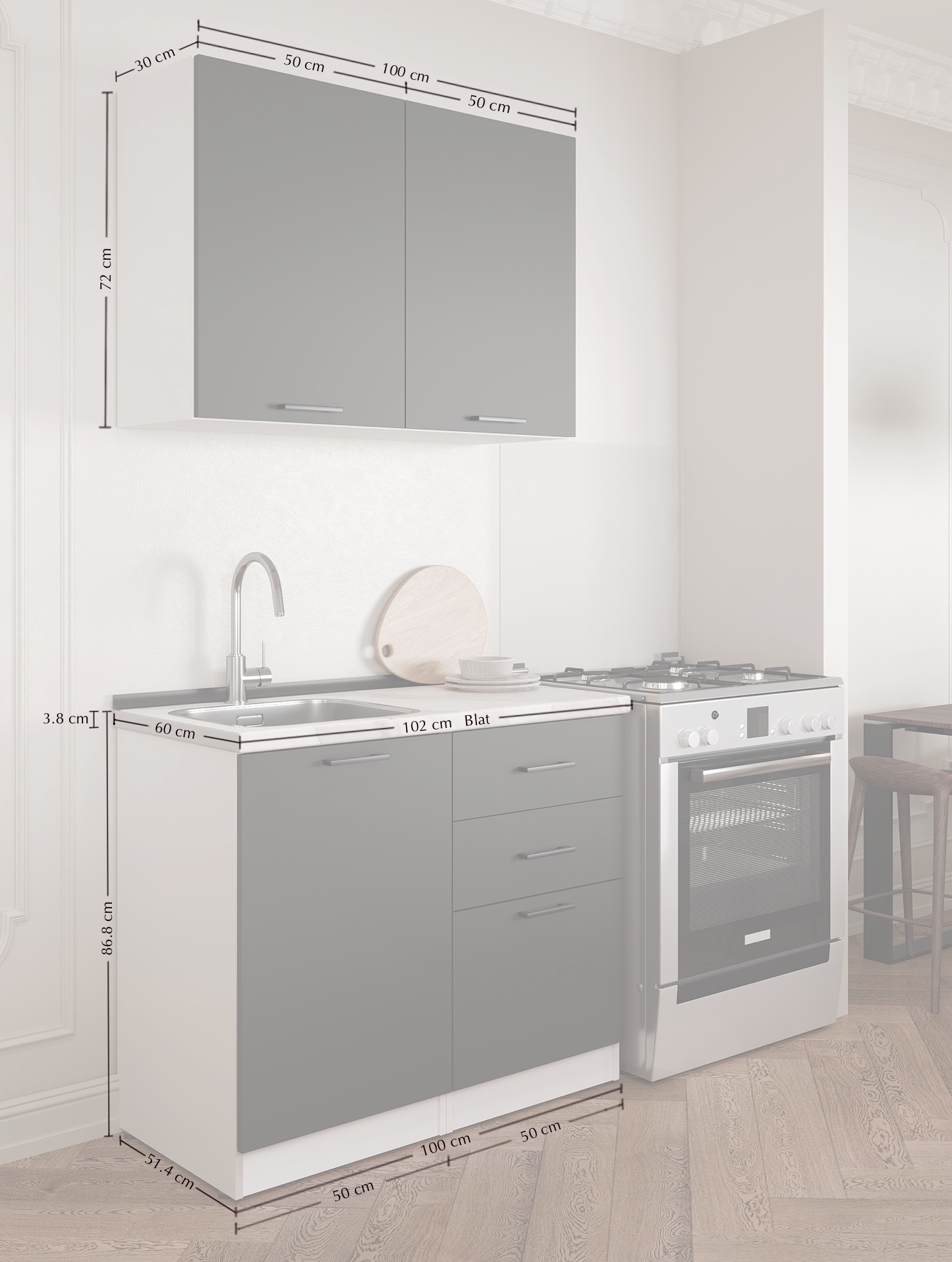 Kitchen: Melisa Modern, Marble, 100 cm
