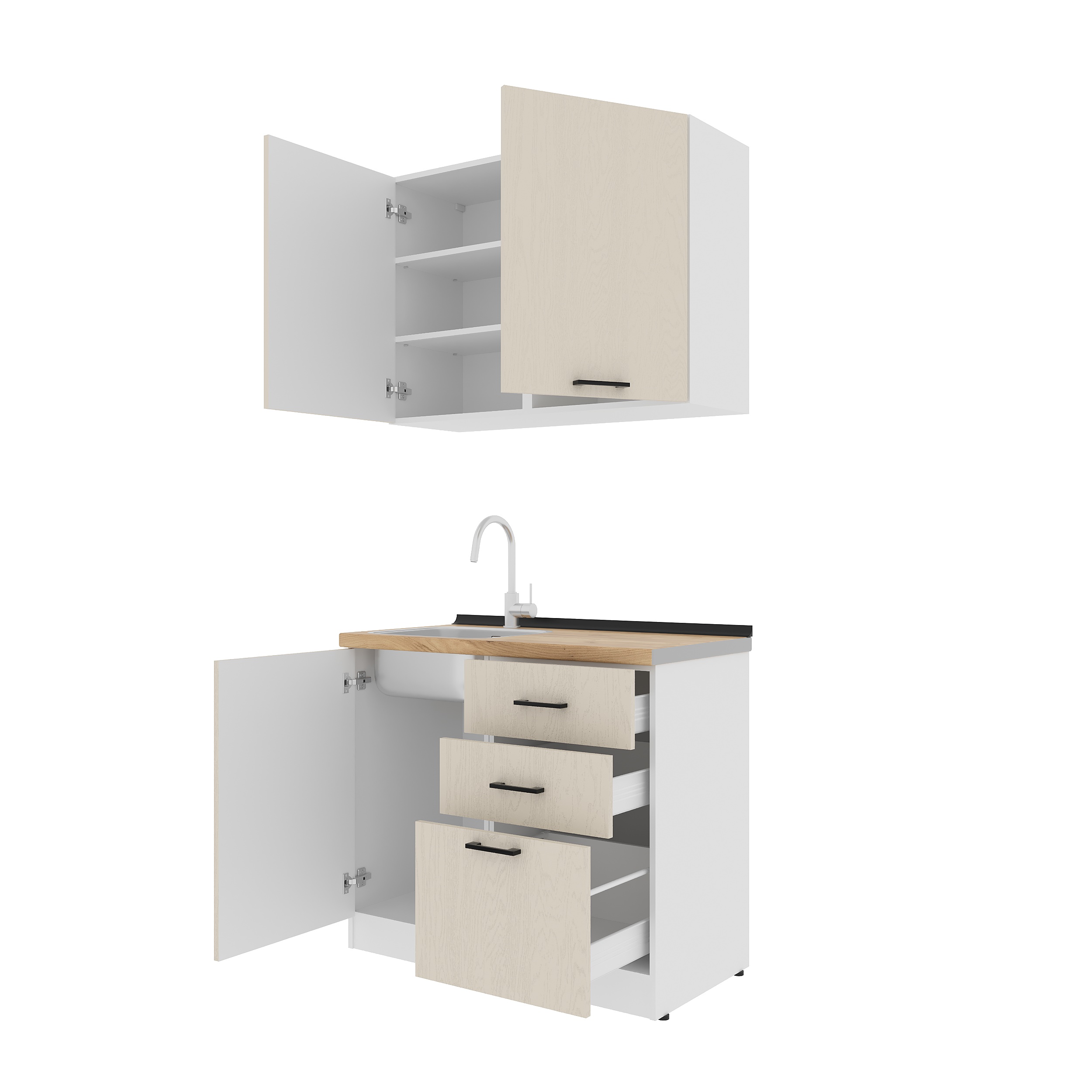 Set bucătărie: Melisa Modern, Stejar Auriu, 100 cm