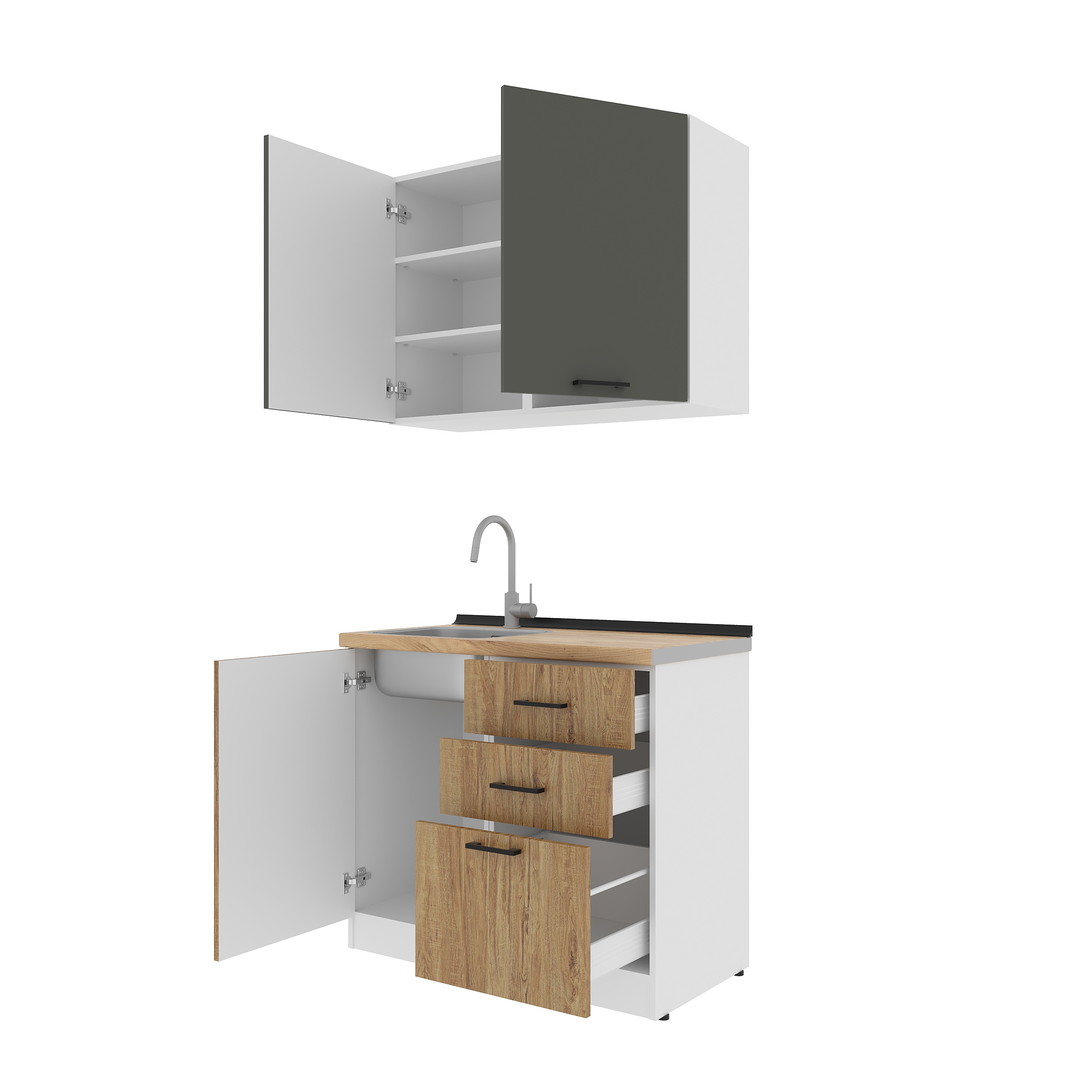 Set bucătărie: Melisa Modern, Stejar Auriu, 100 cm.
