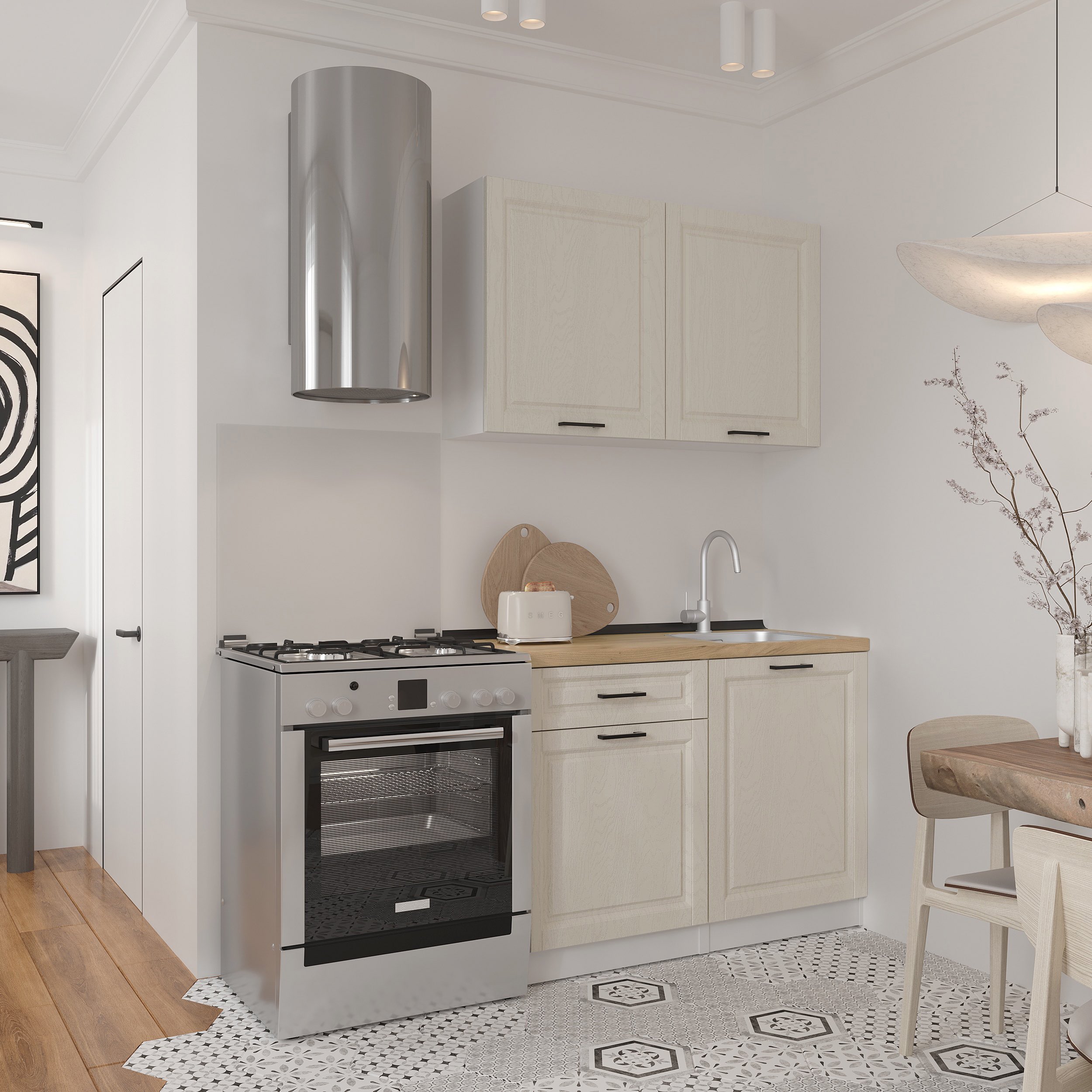 Kitchen: Felisa Classic, Gold Oak, 120 cm
