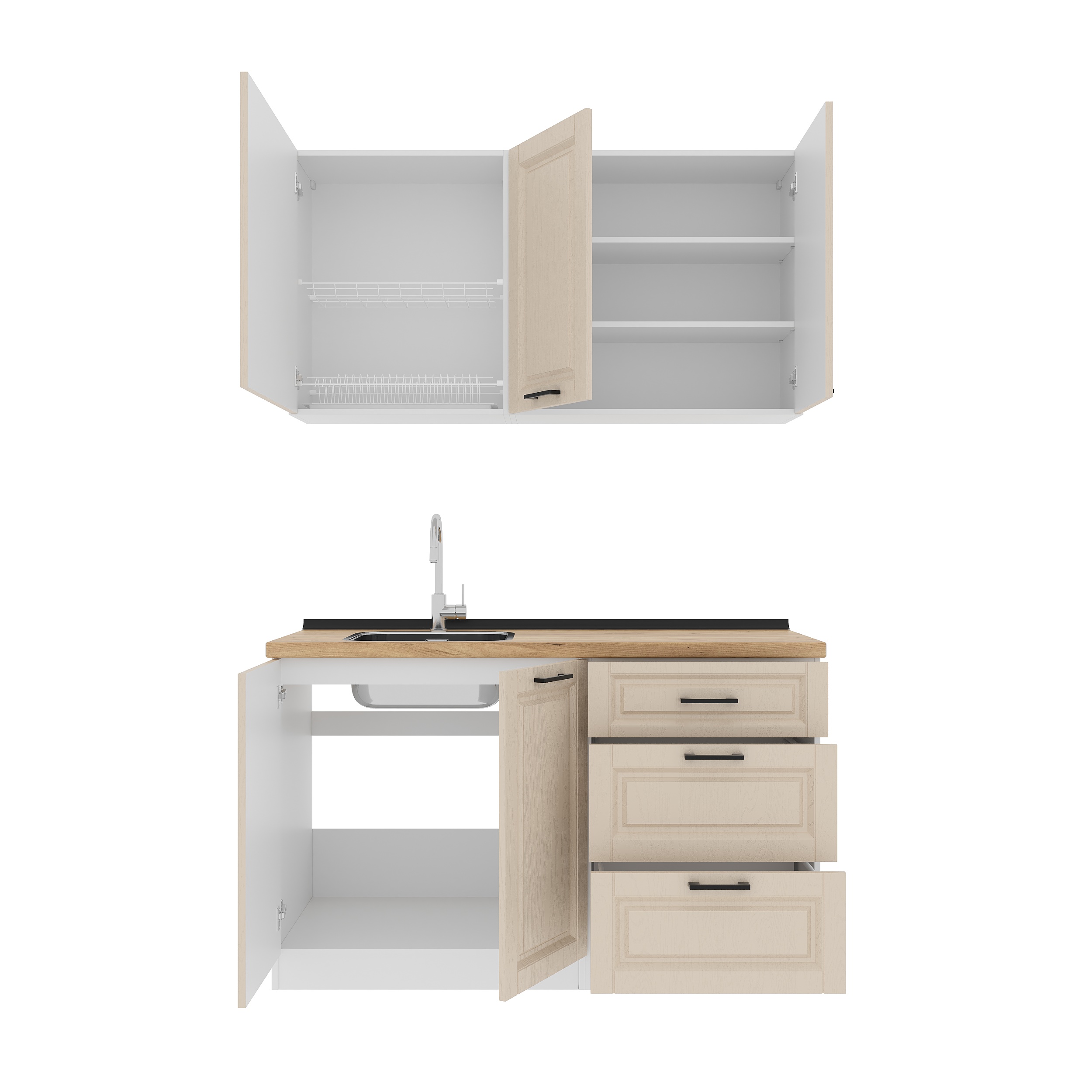 Set bucătărie: Lora Classic, Stejar Auriu, 140 cm