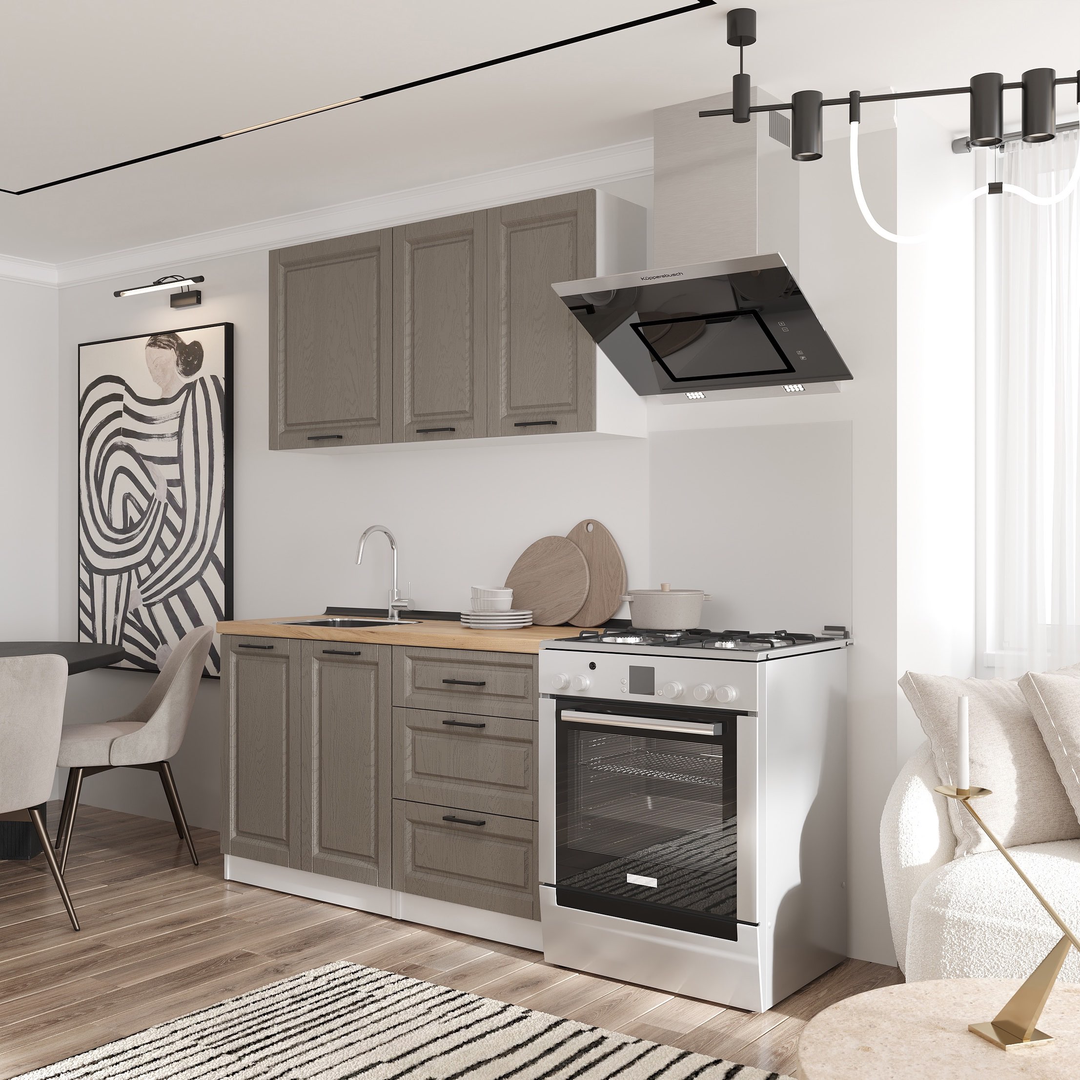 Кухонный гарнитур: Lora Classic, Золотой Дуб, 140 см