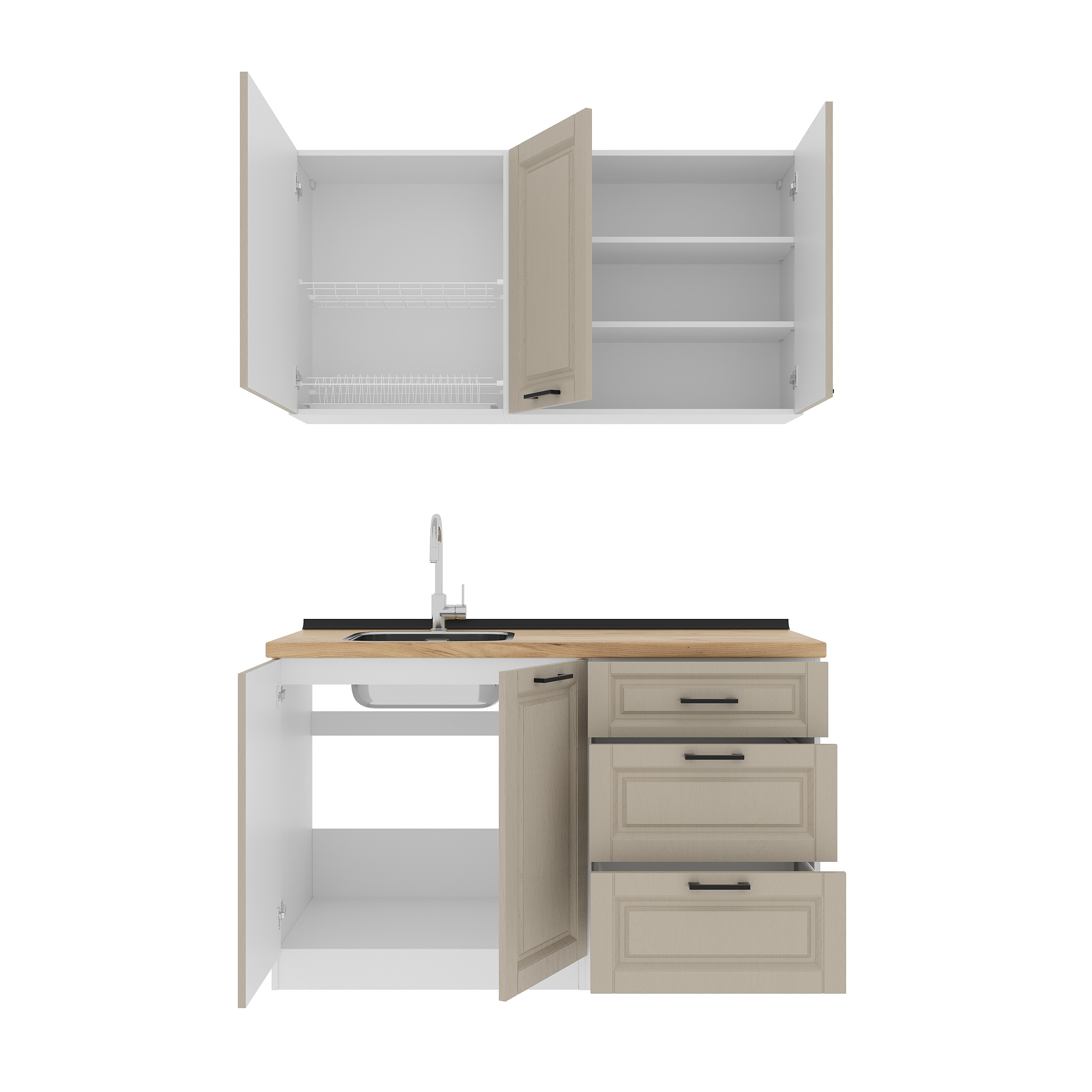 Set bucătărie: Lora Classic, Stejar Auriu, 140 cm