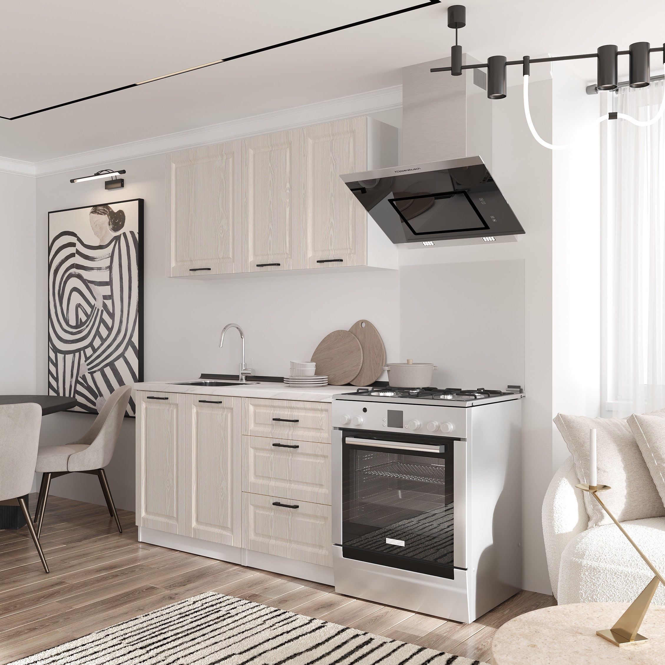 Кухонный гарнитур: Lora Classic, Мрамор, 140 см
