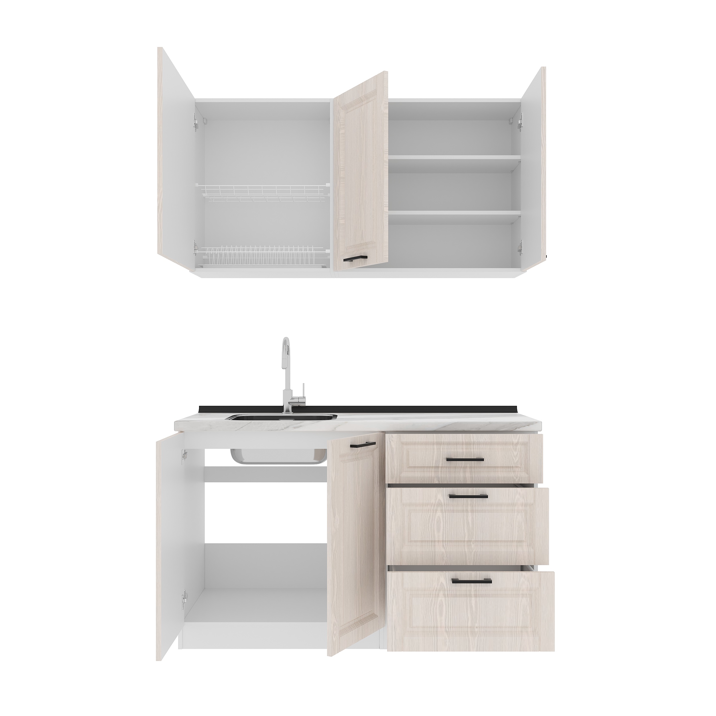 Кухонный гарнитур: Lora Classic, Мрамор, 140 см