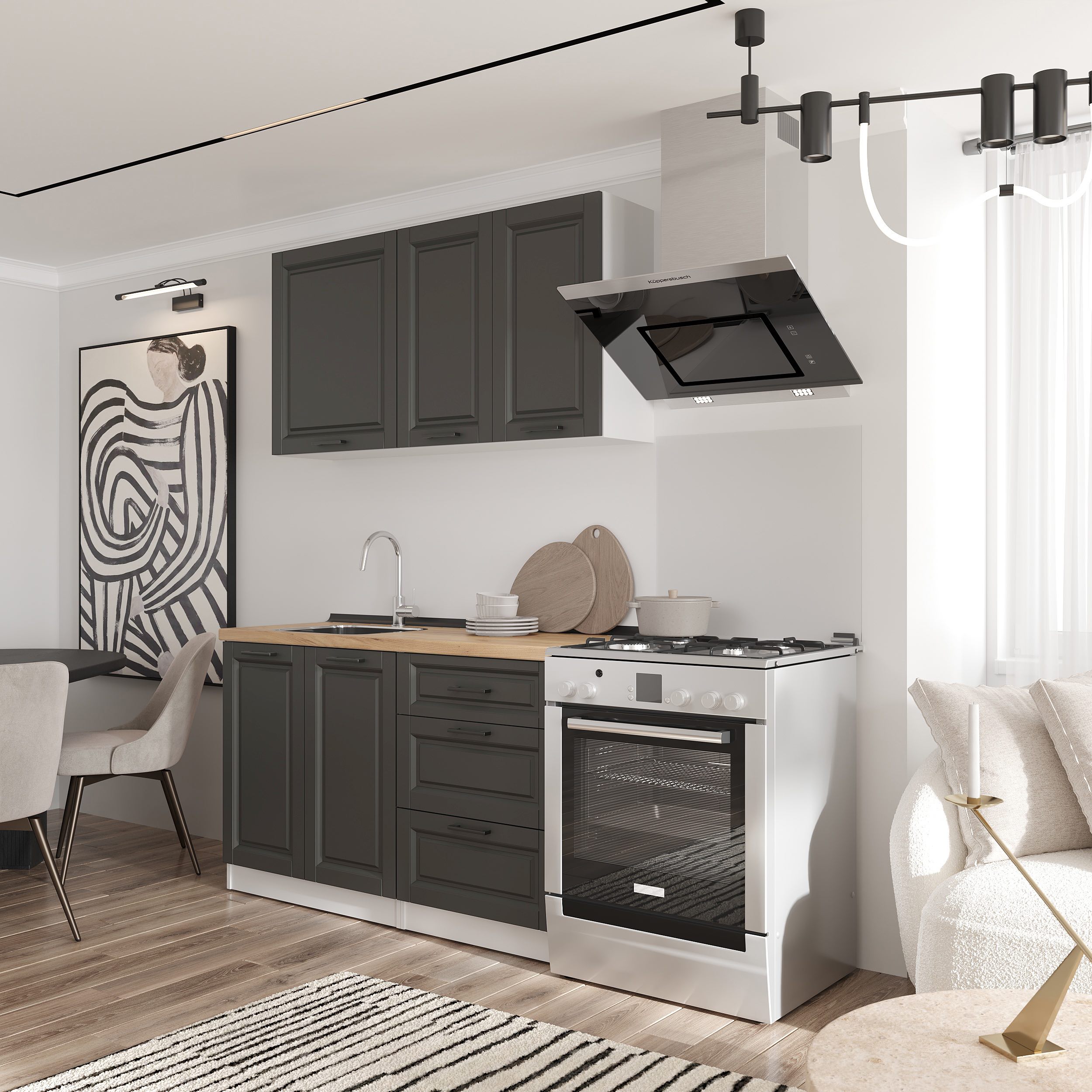 Set bucătărie: Lora Classic, Stejar Auriu, 140 cm