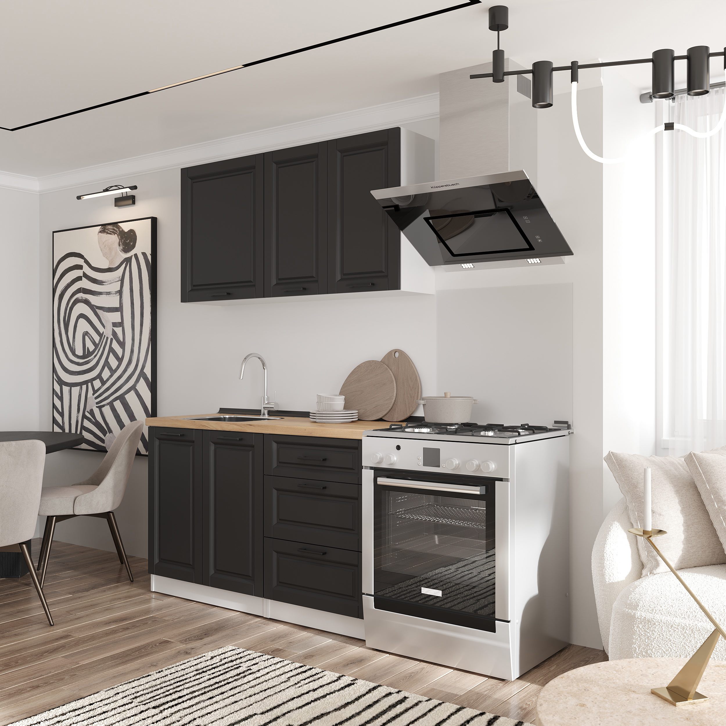 Set bucătărie: Lora Classic, Stejar Auriu, 140 cm