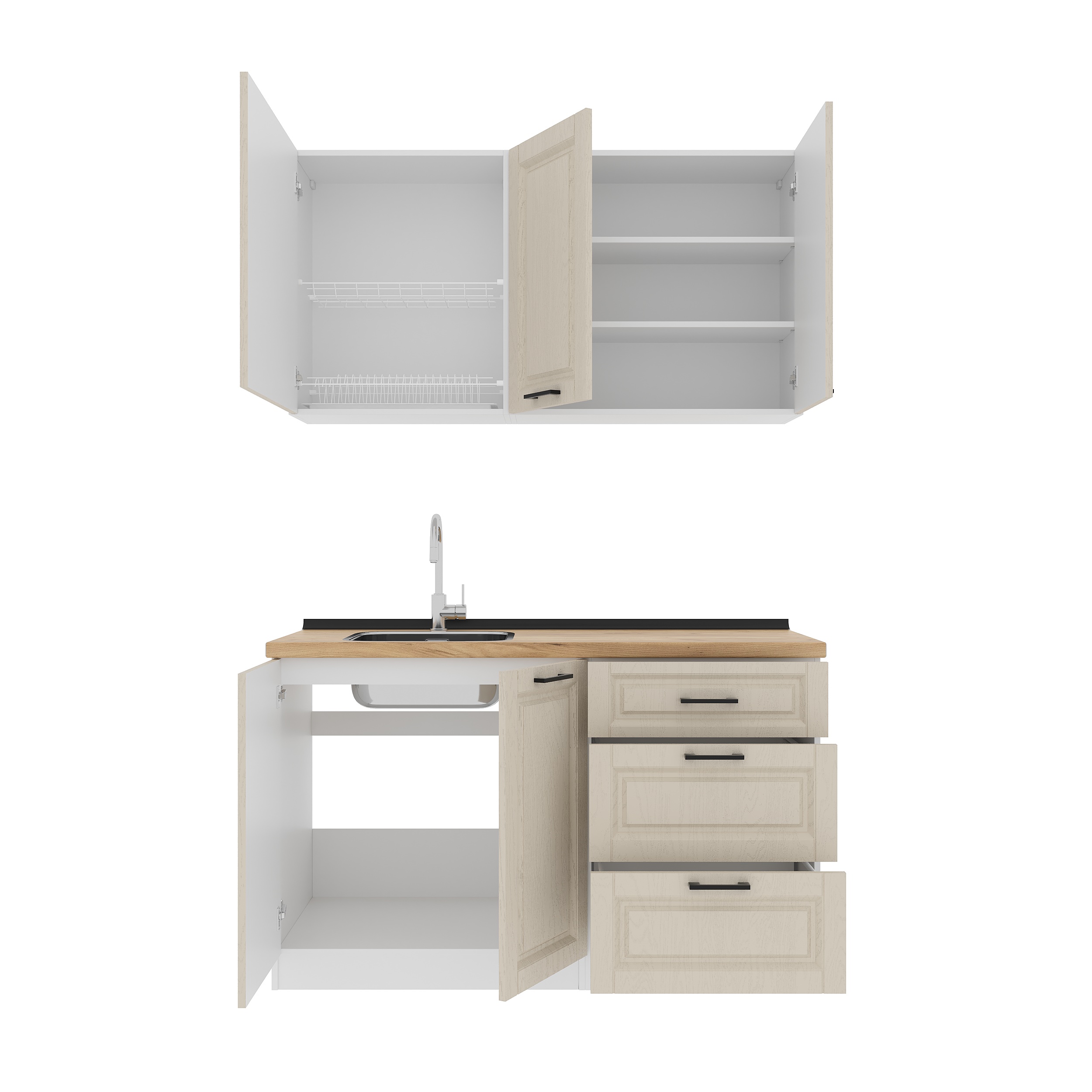 Set bucătărie: Lora Classic, Stejar Auriu, 140 cm