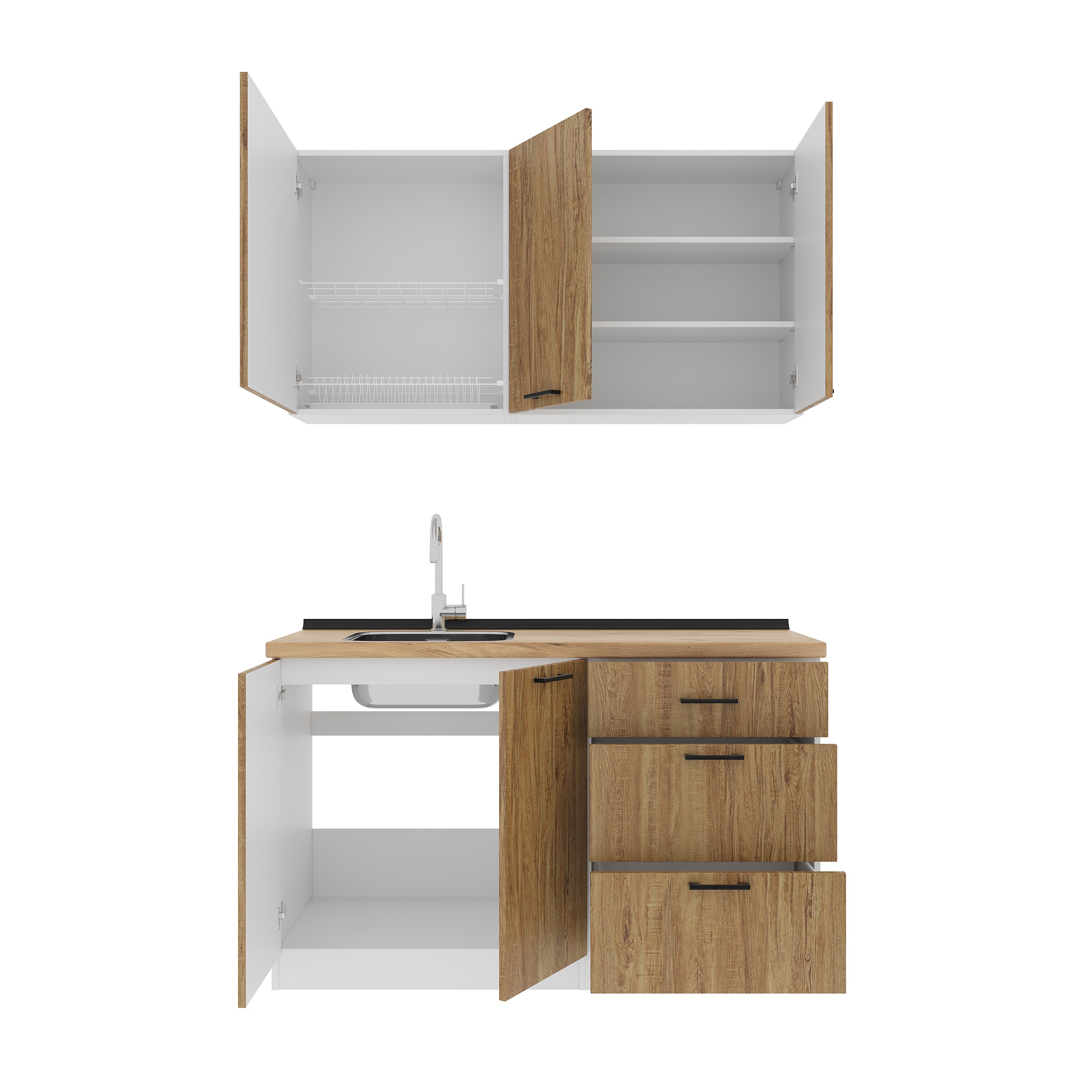 Set bucătărie: Lora Modern, Stejar Auriu, 140 cm