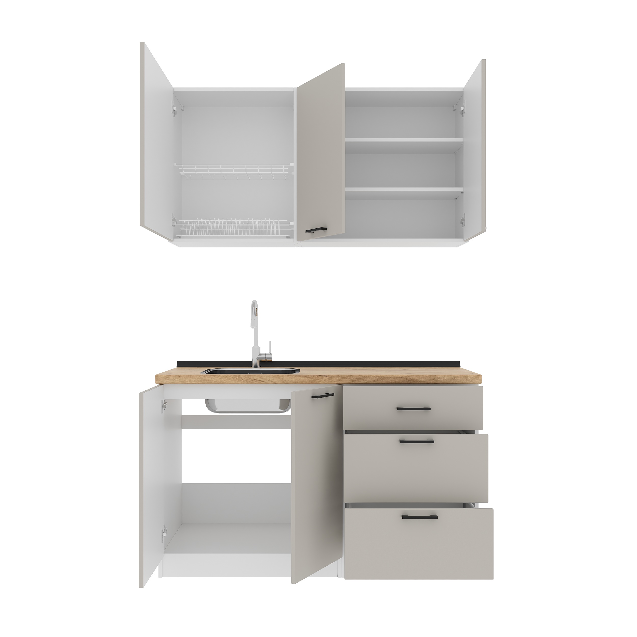 Set bucătărie: Lora Modern, Stejar Auriu, 140 cm