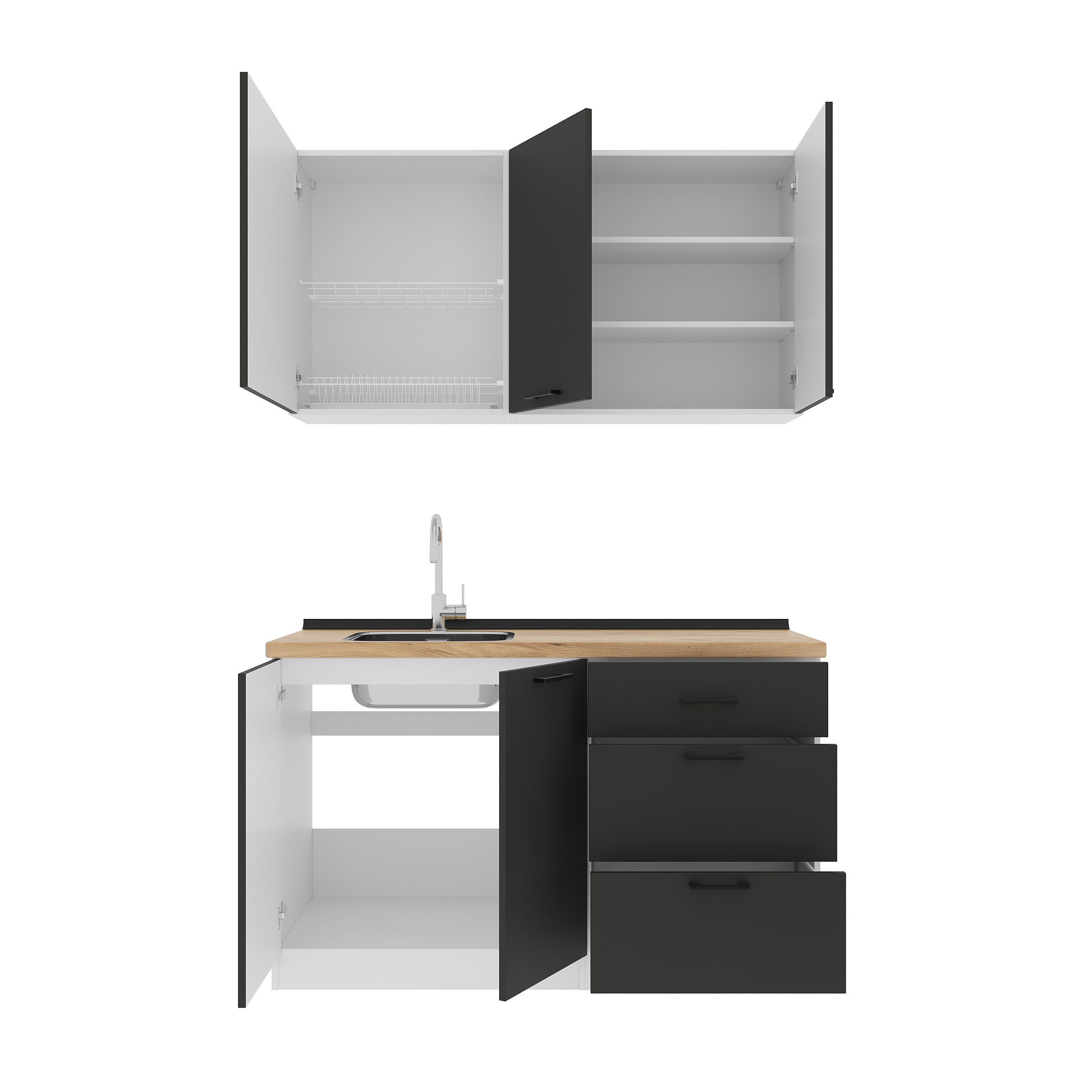 Kitchen: Lora Modern, Gold Oak, 140 cm