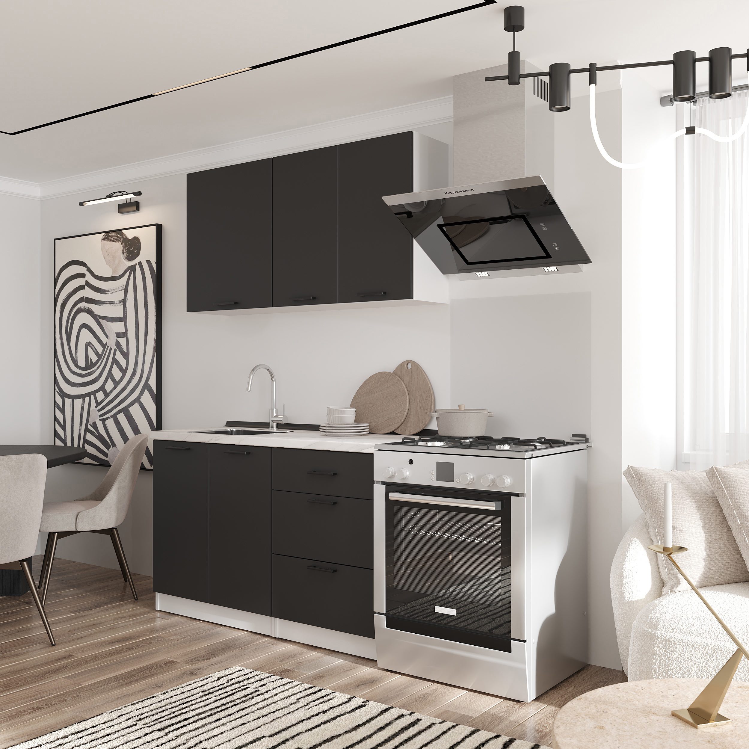 Кухонный гарнитур: Lora Modern, Мрамор, 140 см