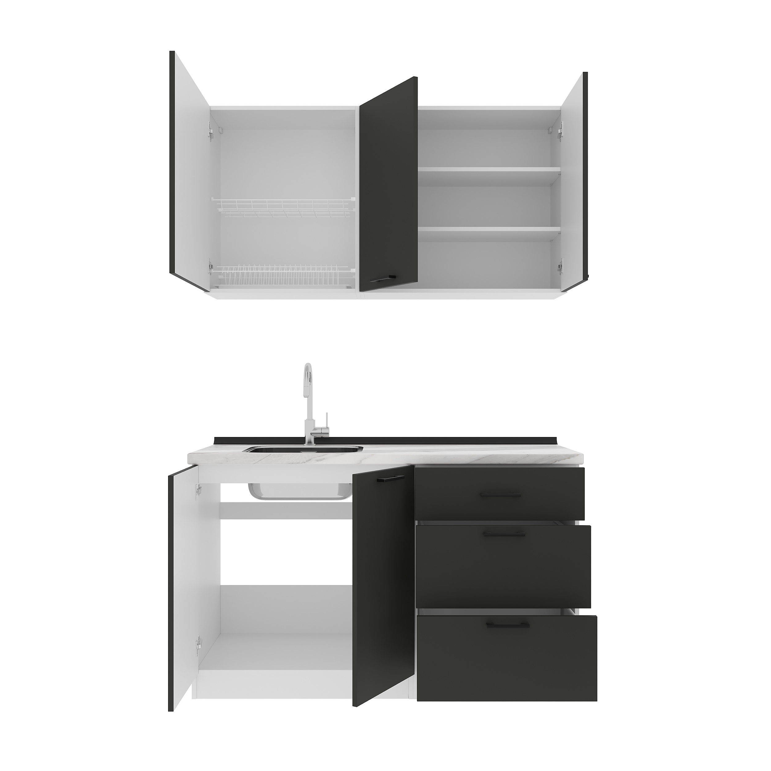 Кухонный гарнитур: Lora Modern, Мрамор, 140 см