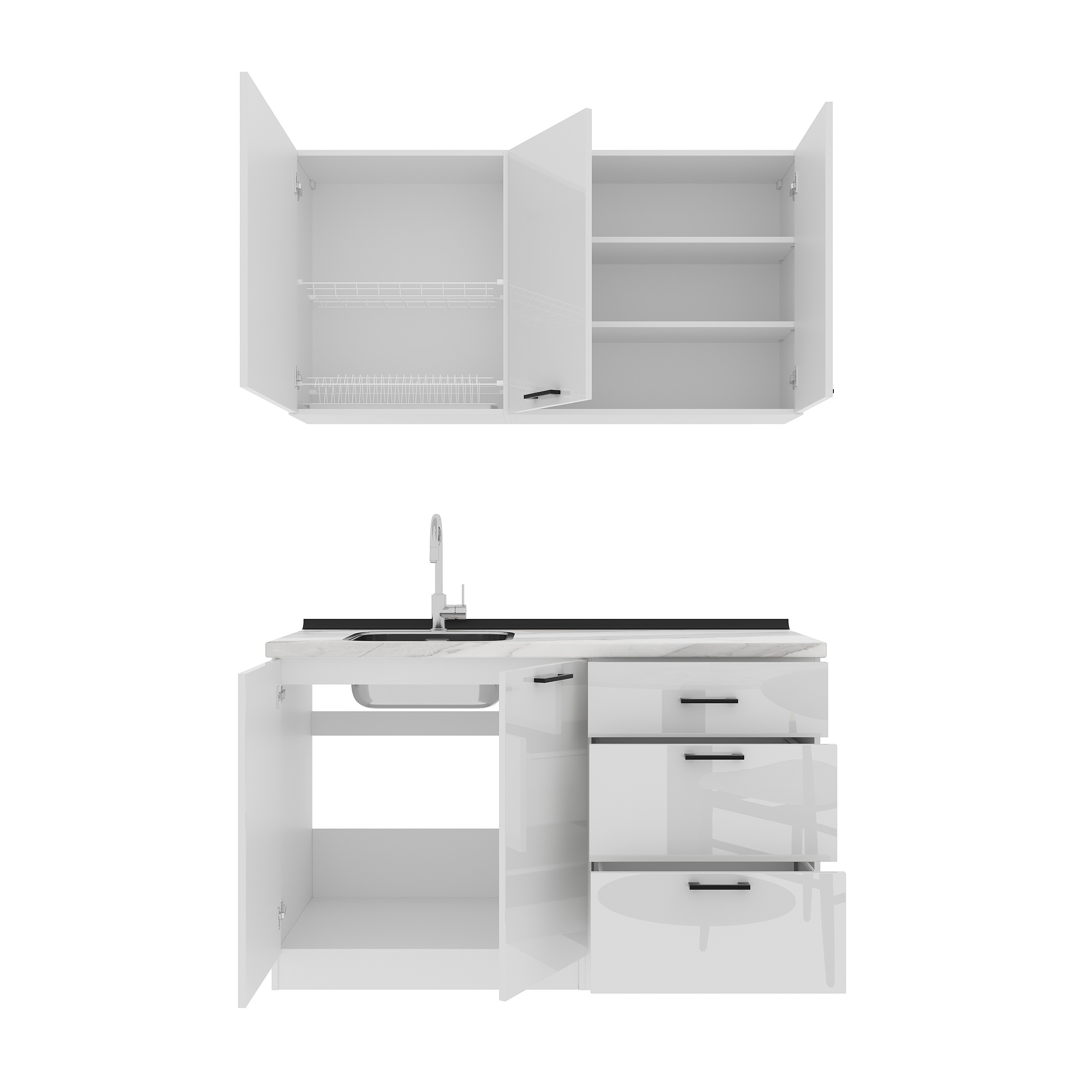 Set bucătărie: Lora Modern, Marmură, 140 cm