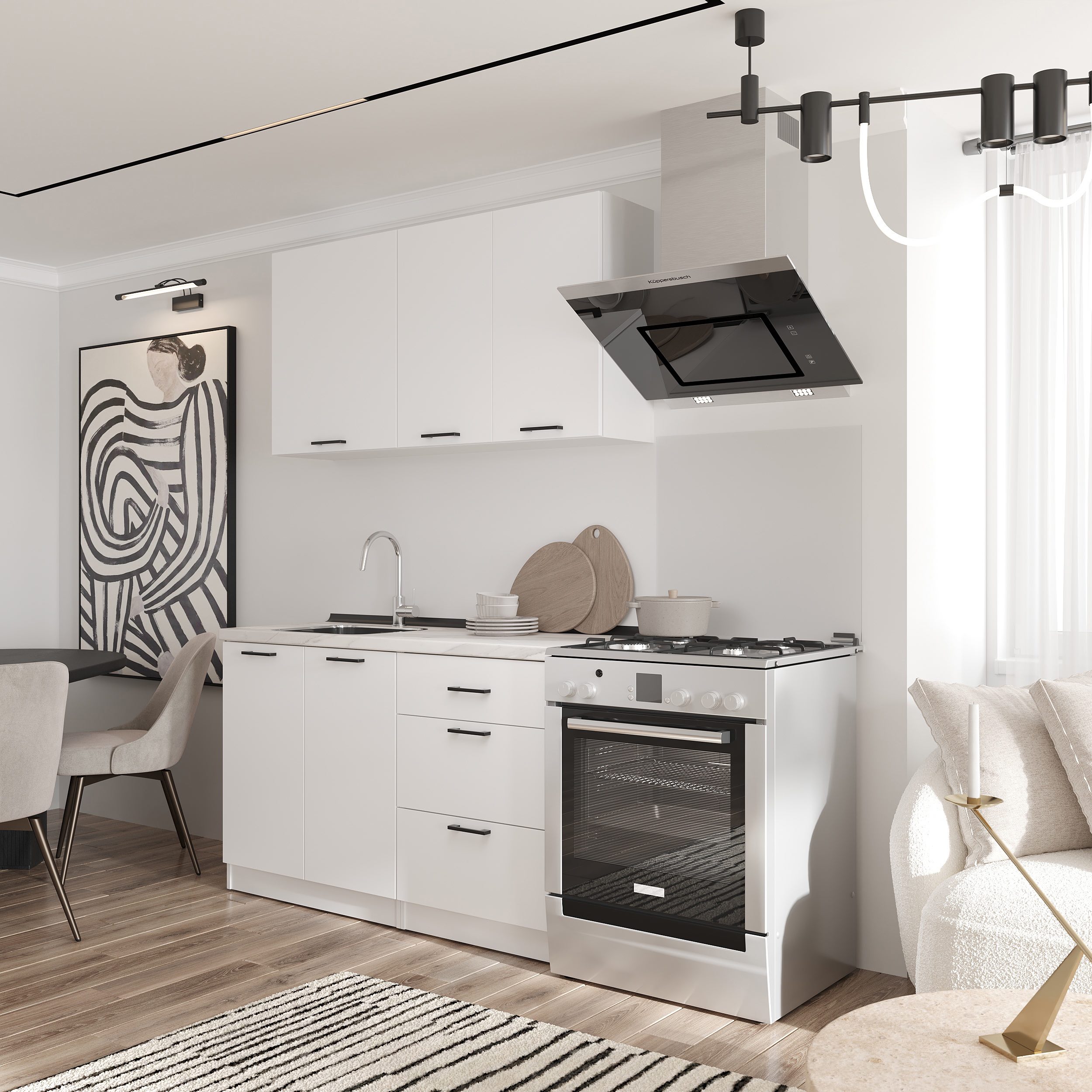 Кухонный гарнитур: Lora Modern, Мрамор, 140 см
