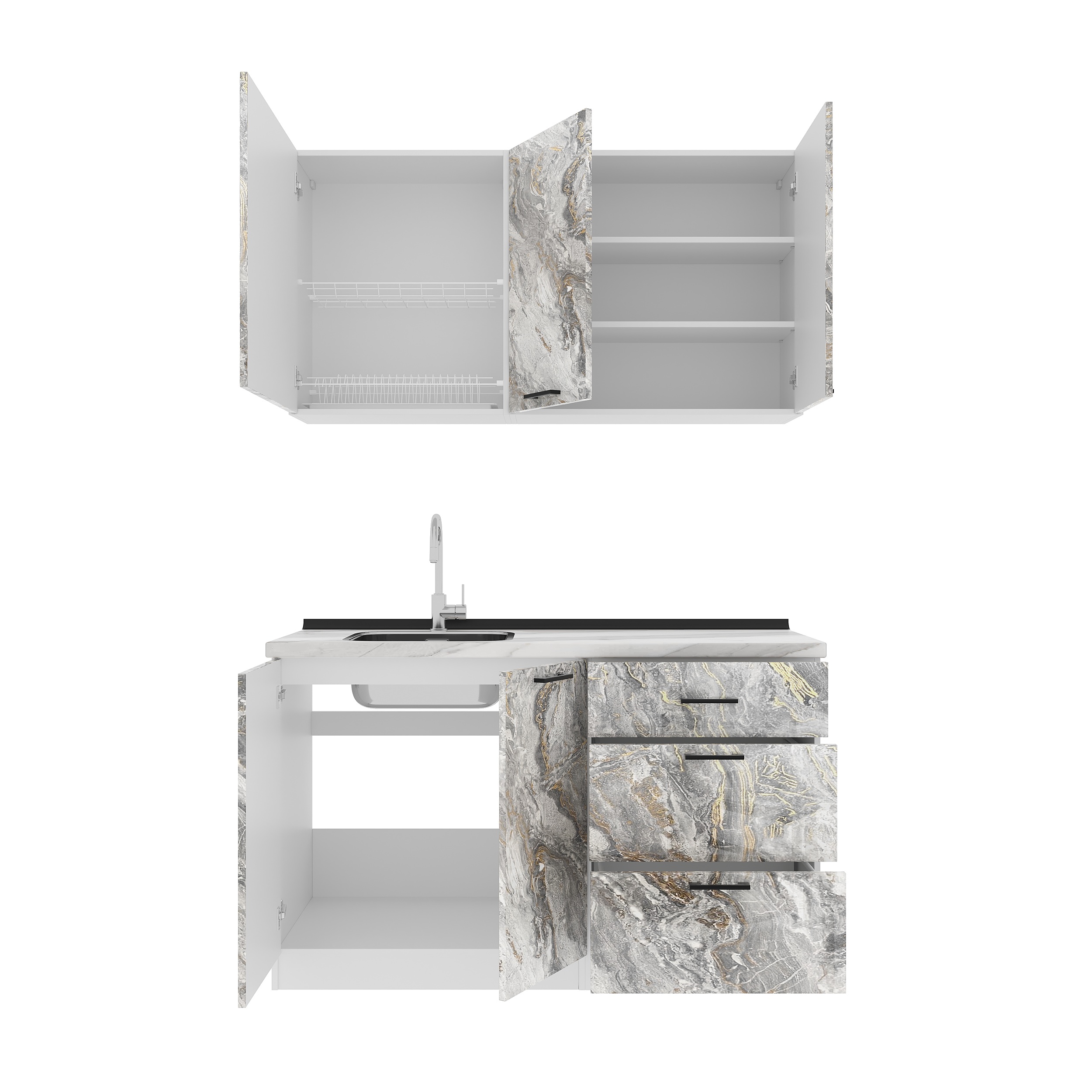 Kitchen: Lora Modern, Marble, 140 cm