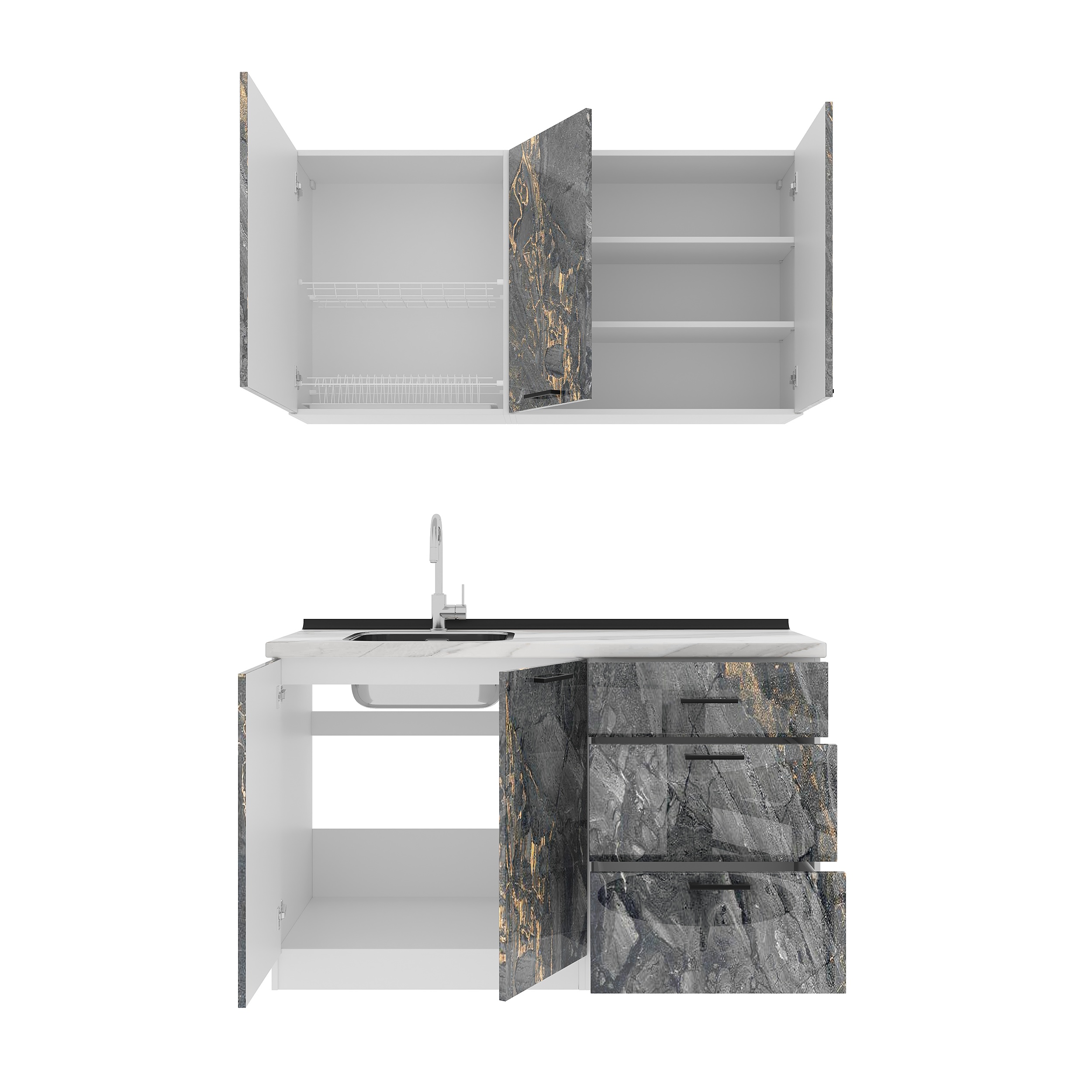 Kitchen: Lora Modern, Marble, 140 cm
