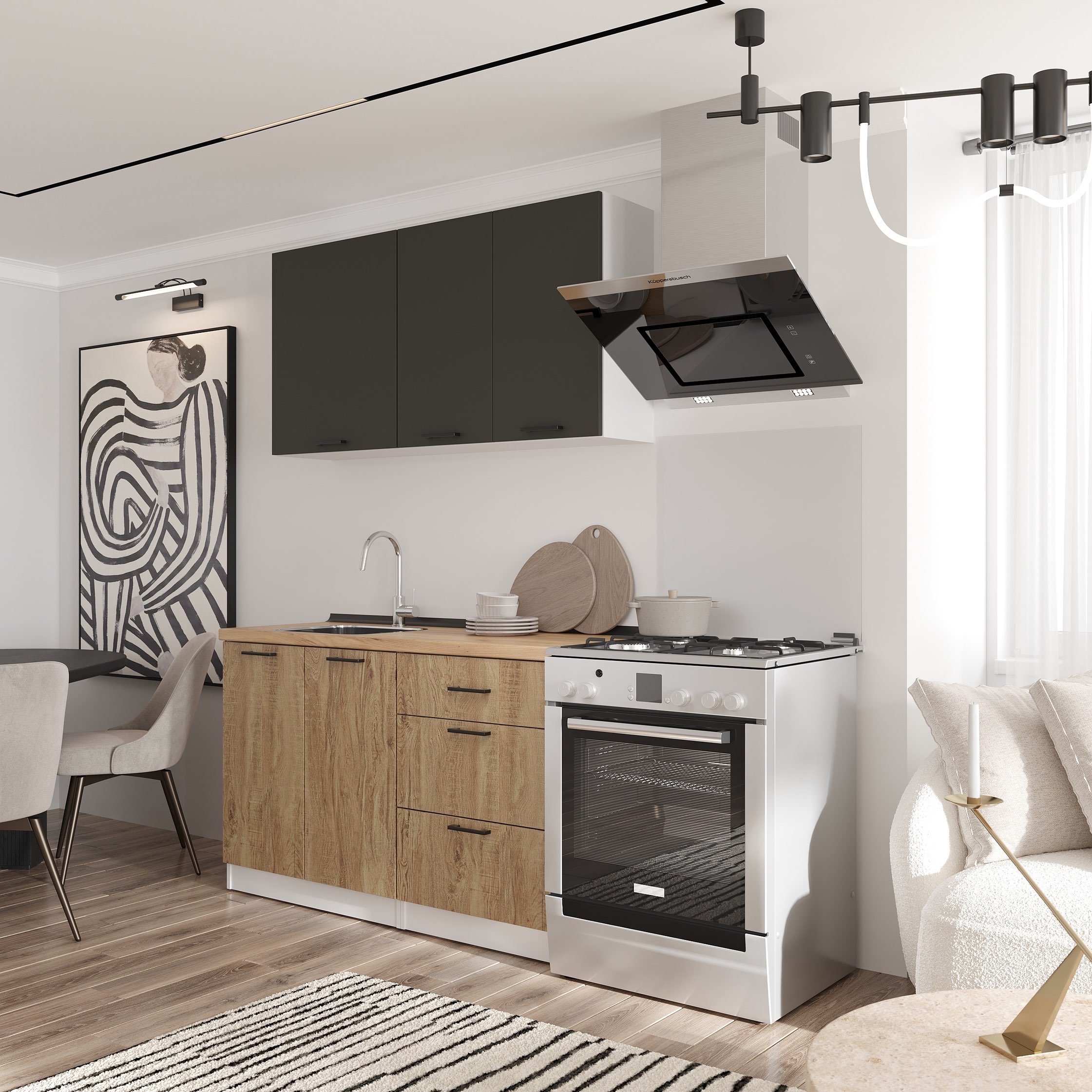 Кухонный гарнитур: Lora Modern, Золотой Дуб, 140 см