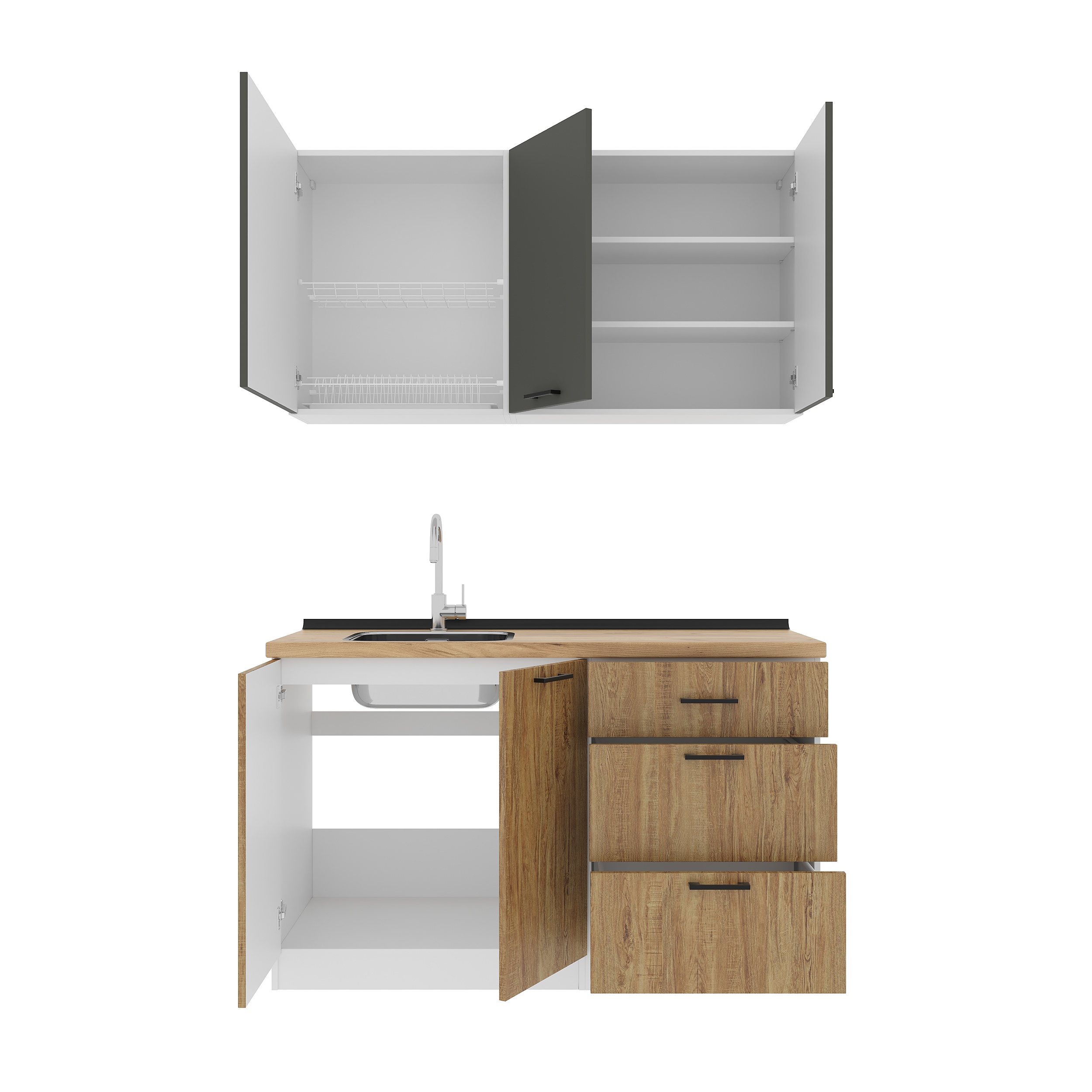 Кухонный гарнитур: Lora Modern, Золотой Дуб, 140 см