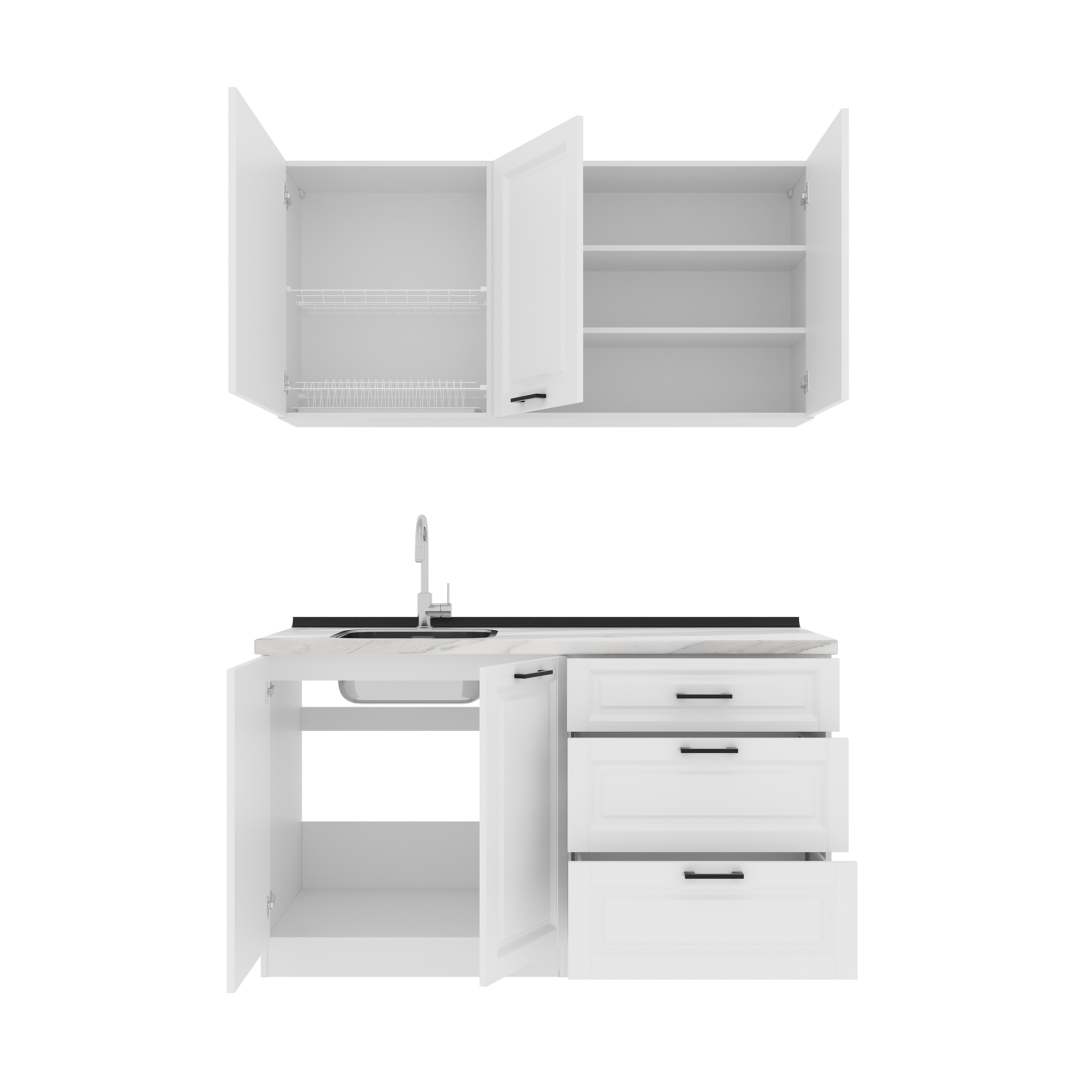 Кухонный гарнитур: Alice Classic, Мрамор, 150 см