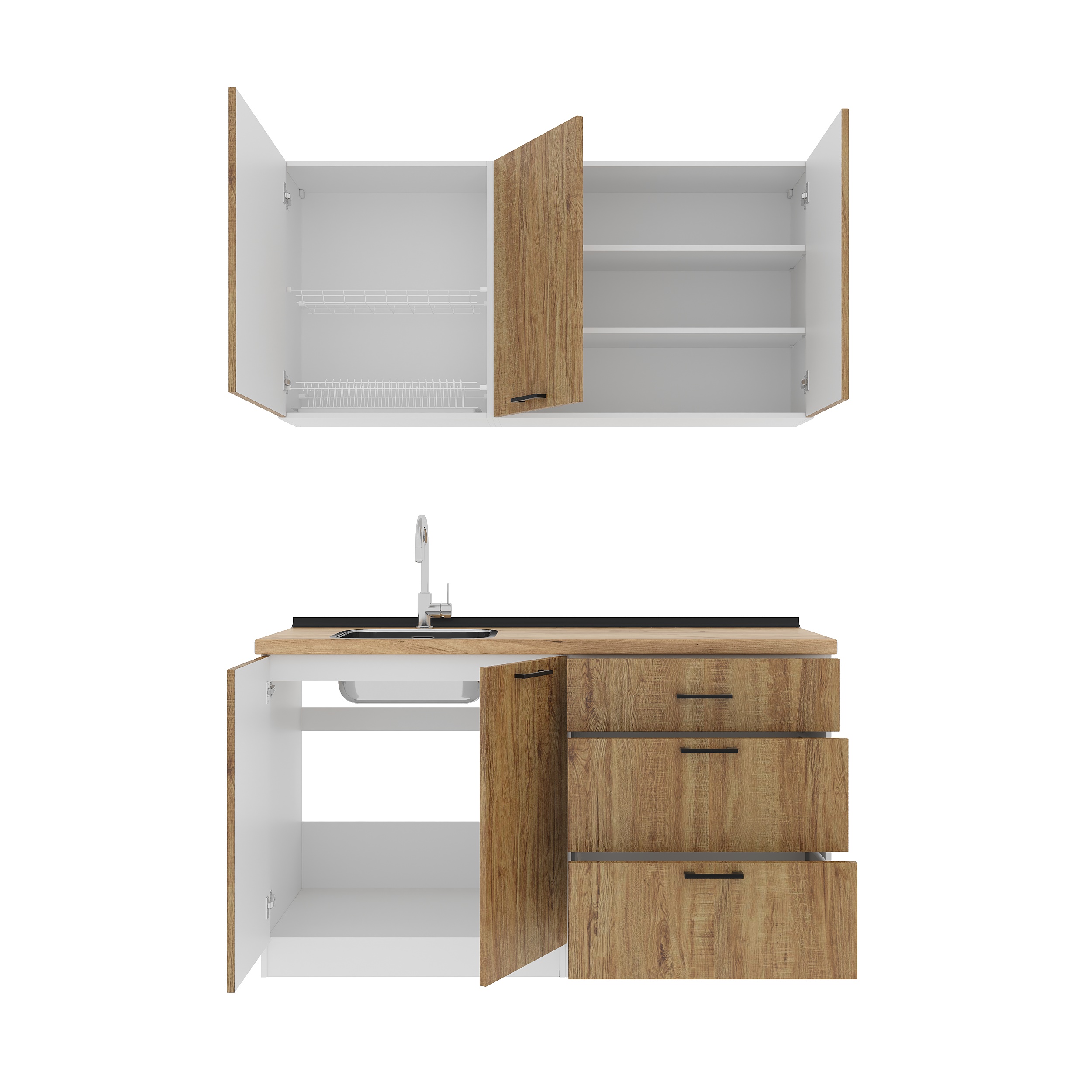 Set bucătărie: Alice Modern, Stejar Auriu, 150 cm