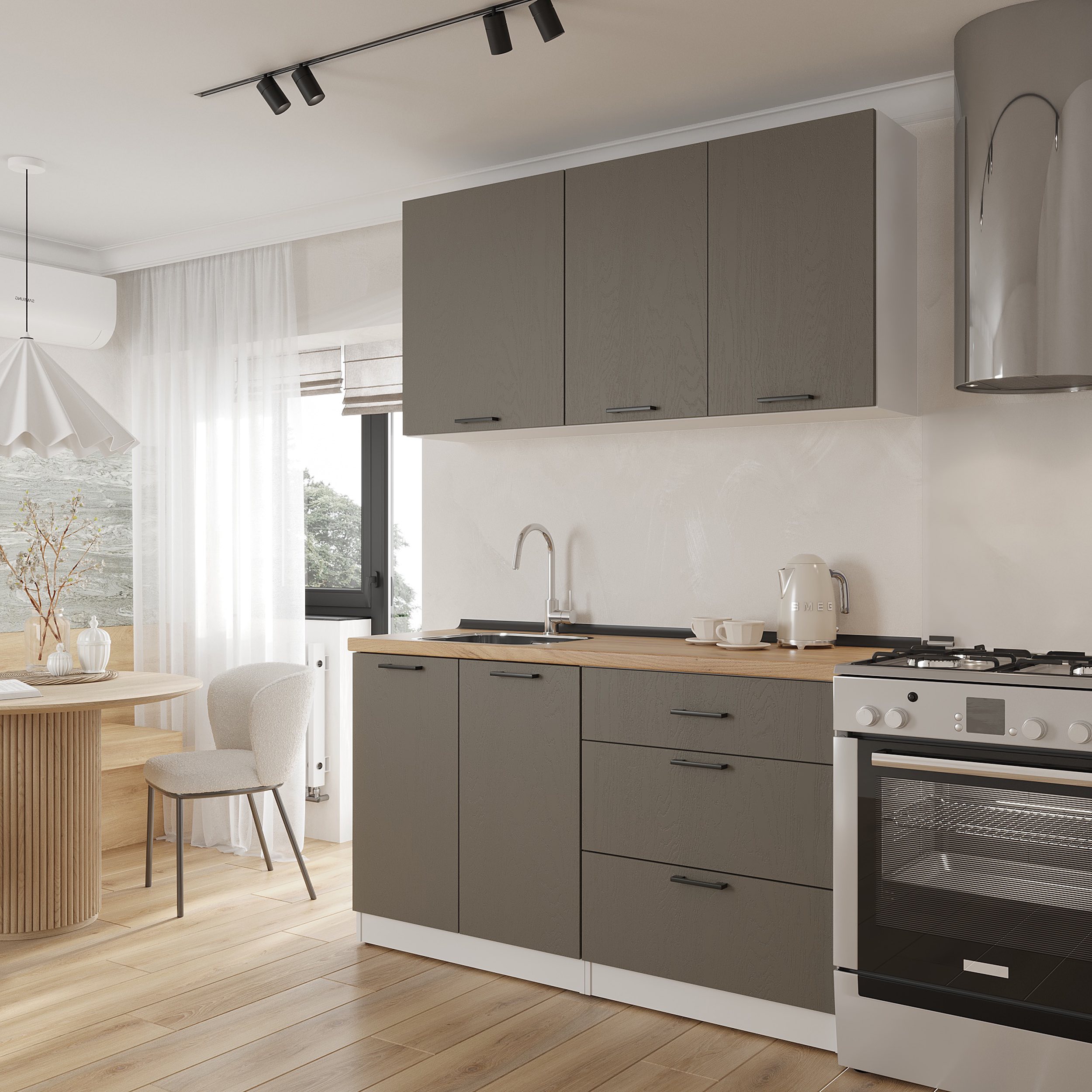 Kitchen: Alice Modern, Gold Oak, 150 cm