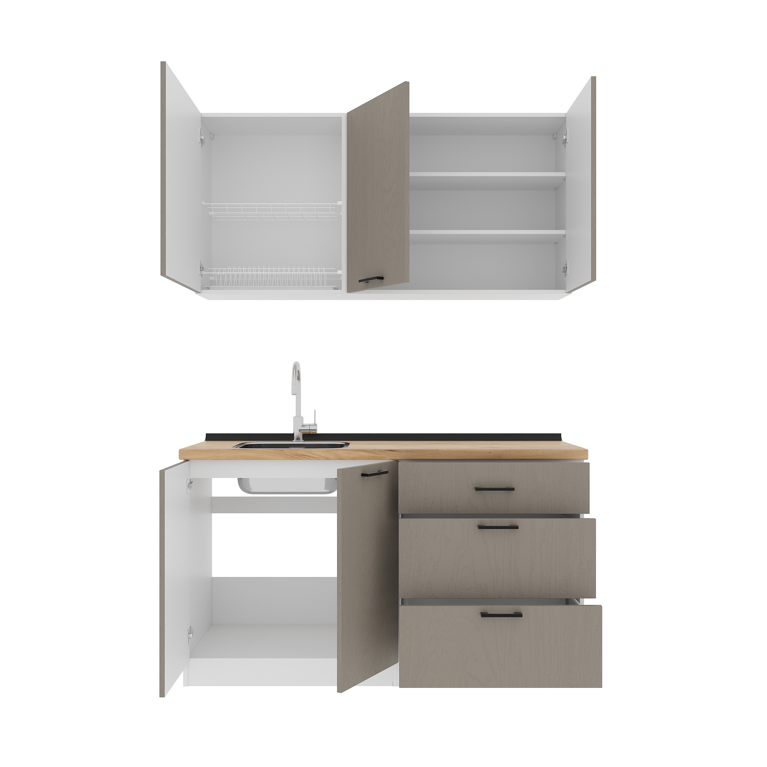 Kitchen: Alice Modern, Gold Oak, 150 cm