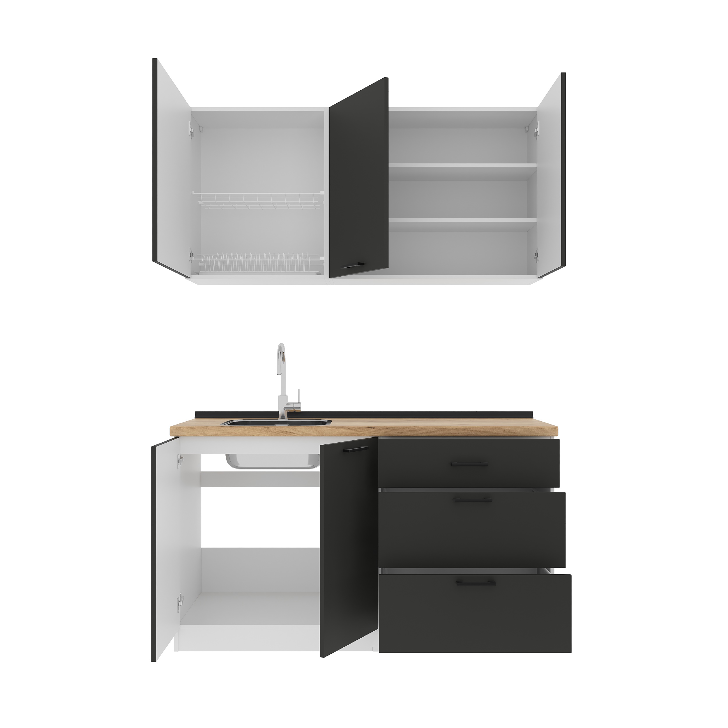 Set bucătărie: Alice Modern, Stejar Auriu, 150 cm