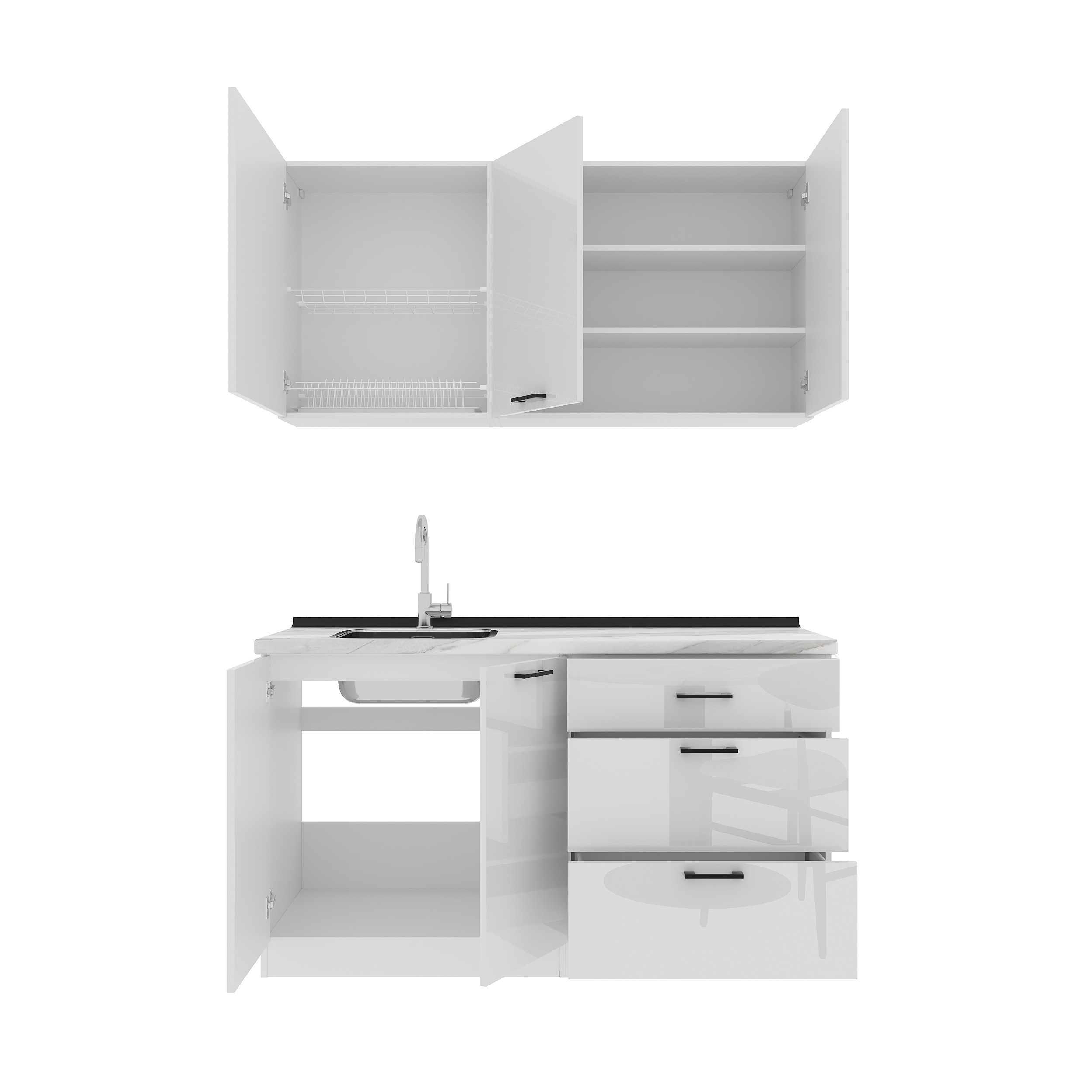 Кухонный гарнитур: Alice Modern, Мрамор, 150 см