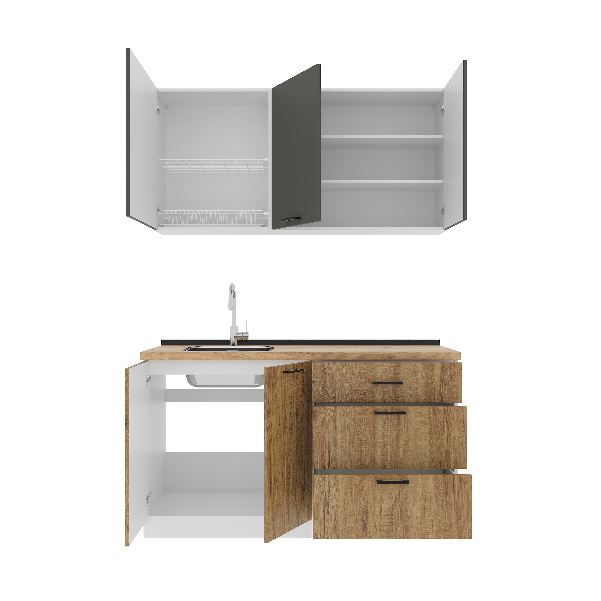 Set bucătărie: Alice Modern, Stejar Auriu, 150 cm