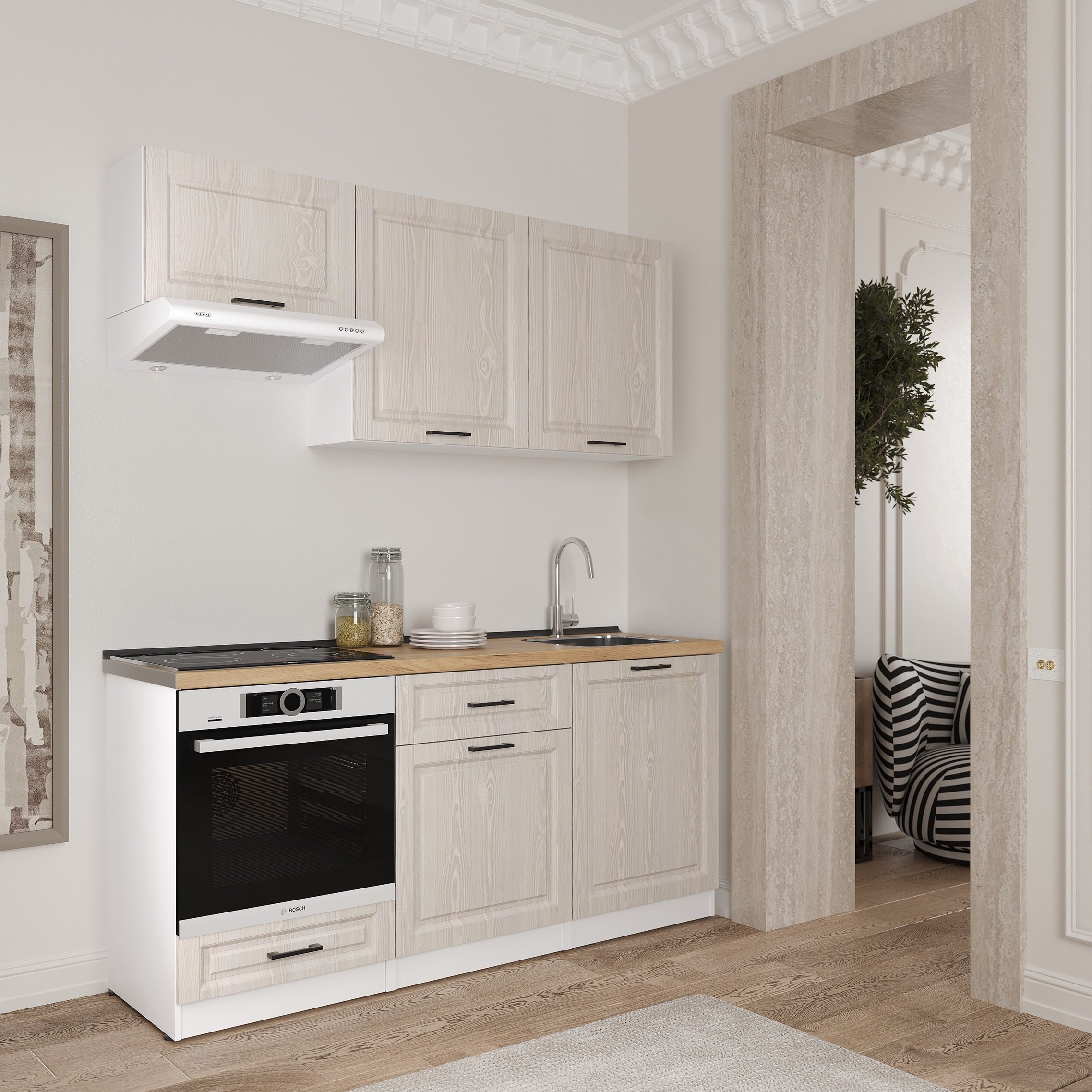 Kitchen: Luiza Classic, Gold Oak, 180 cm