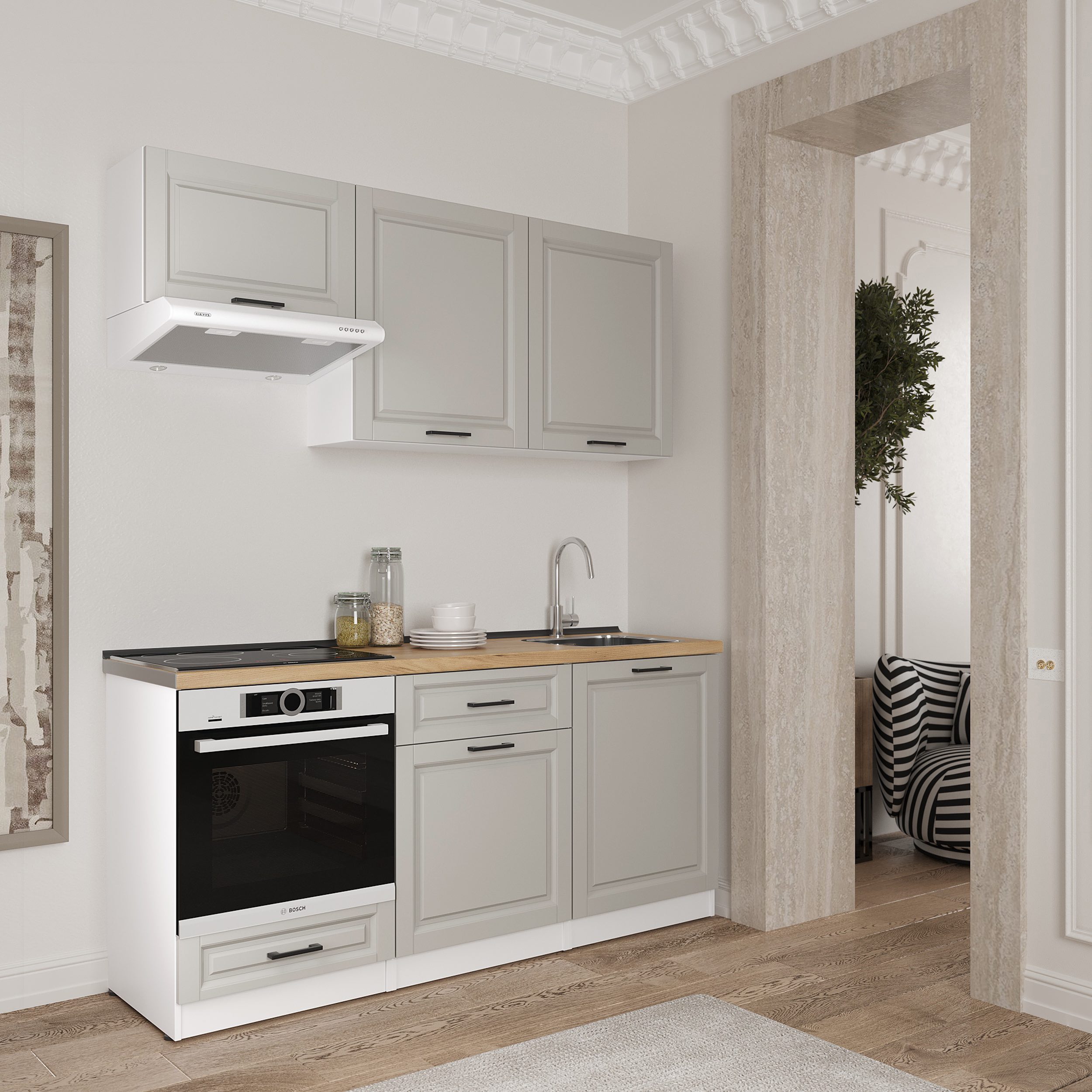 Kitchen: Luiza Classic, Gold Oak, 180 cm