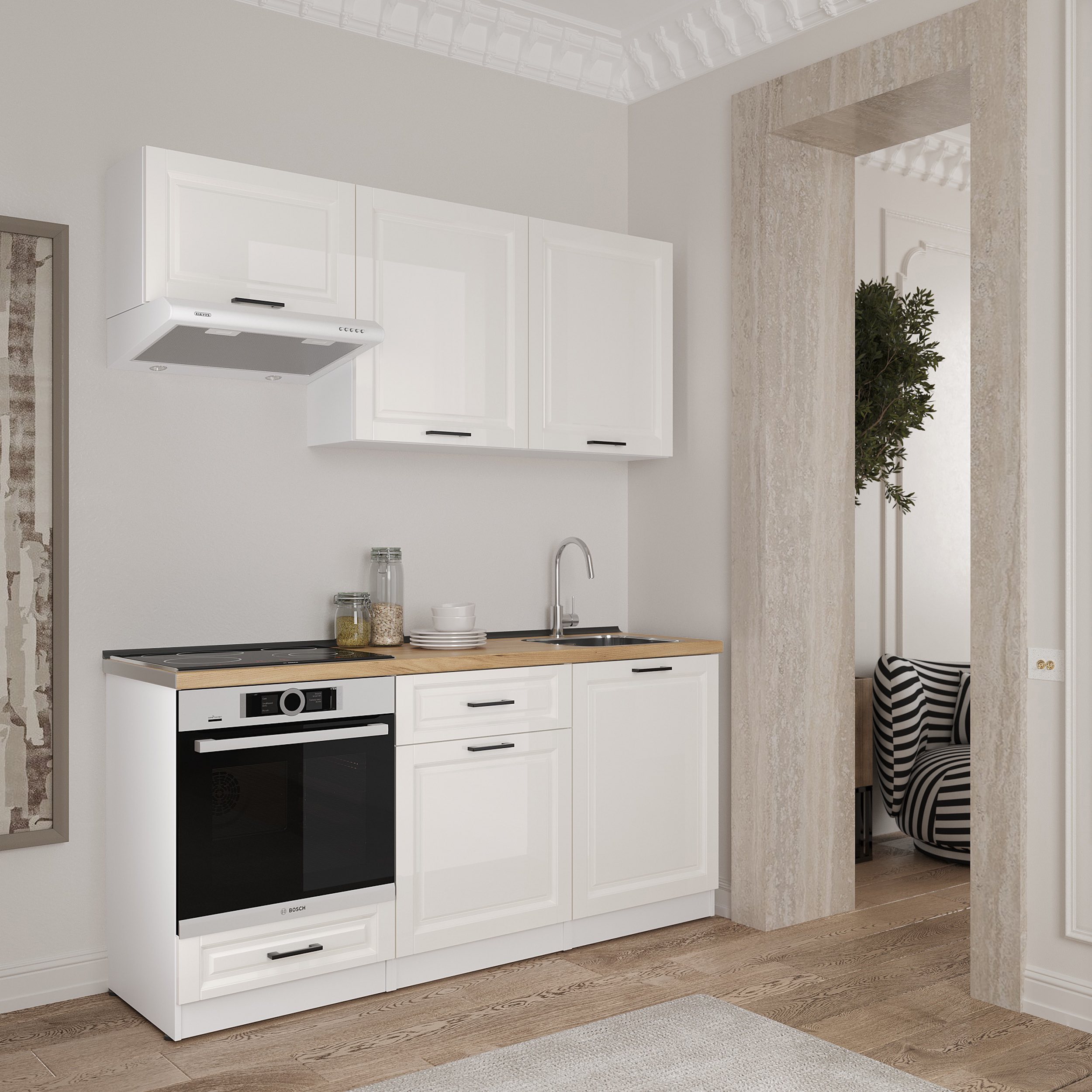 Kitchen: Luiza Classic, Gold Oak, 180 cm
