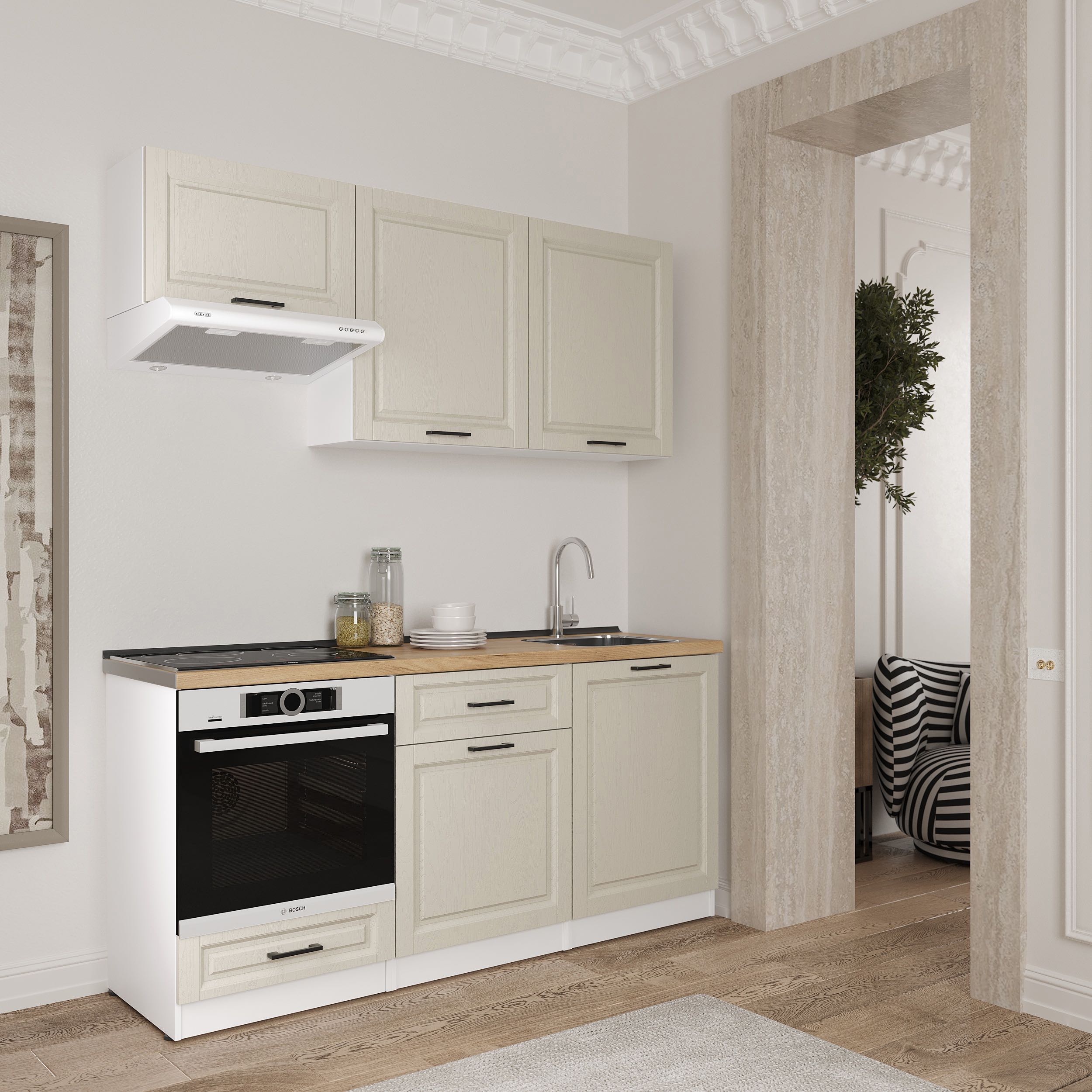 Kitchen: Luiza Classic, Gold Oak, 180 cm