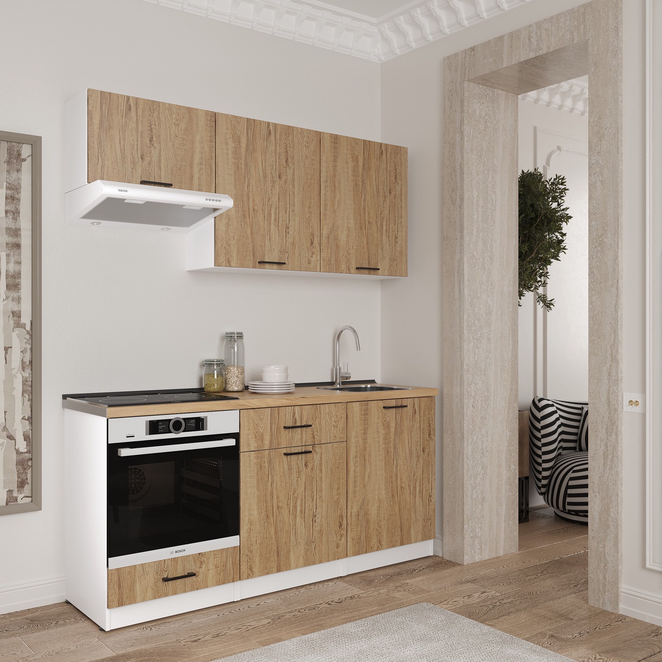Kitchen: Luiza Modern, Gold Oak, 180 cm