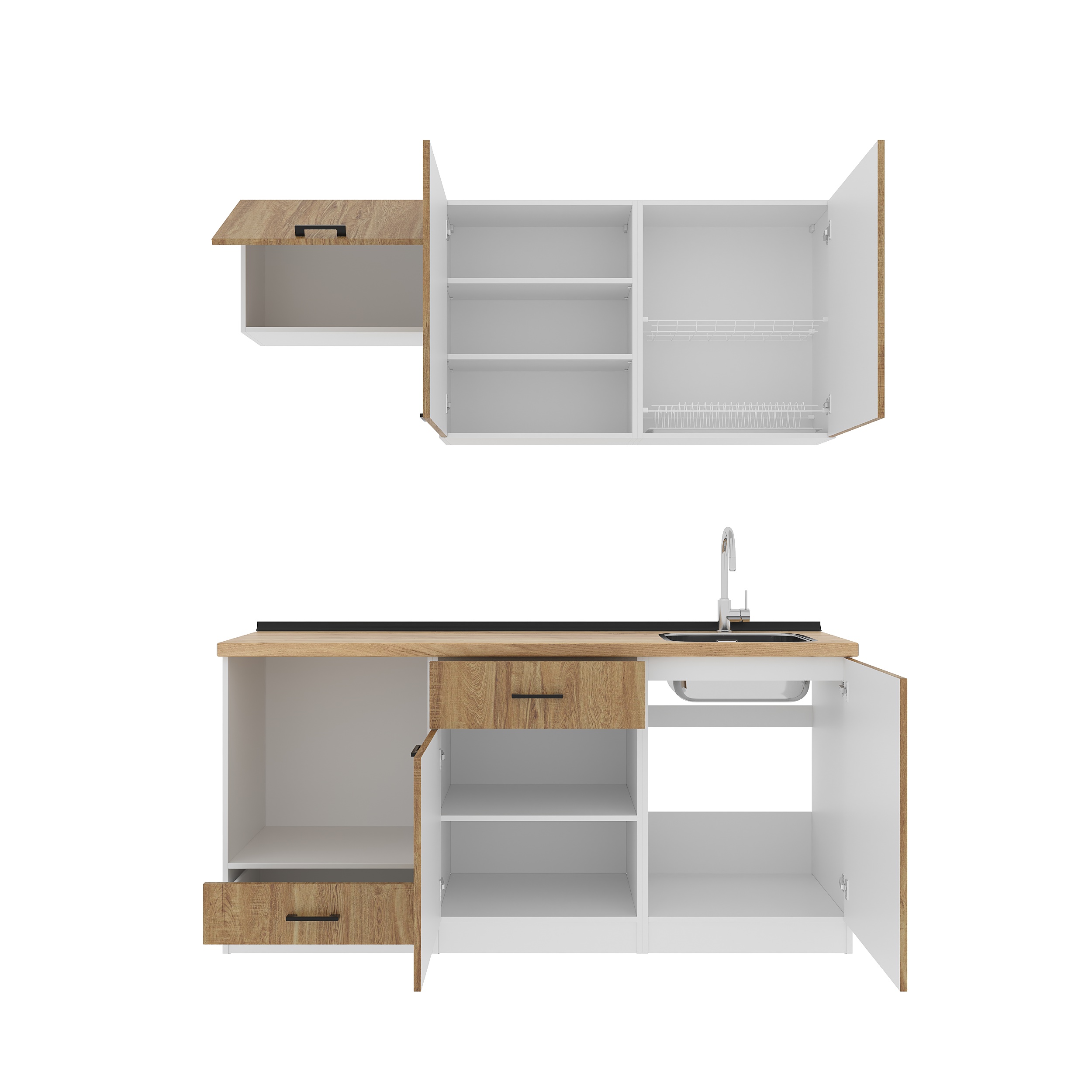 Kitchen: Luiza Modern, Gold Oak, 180 cm