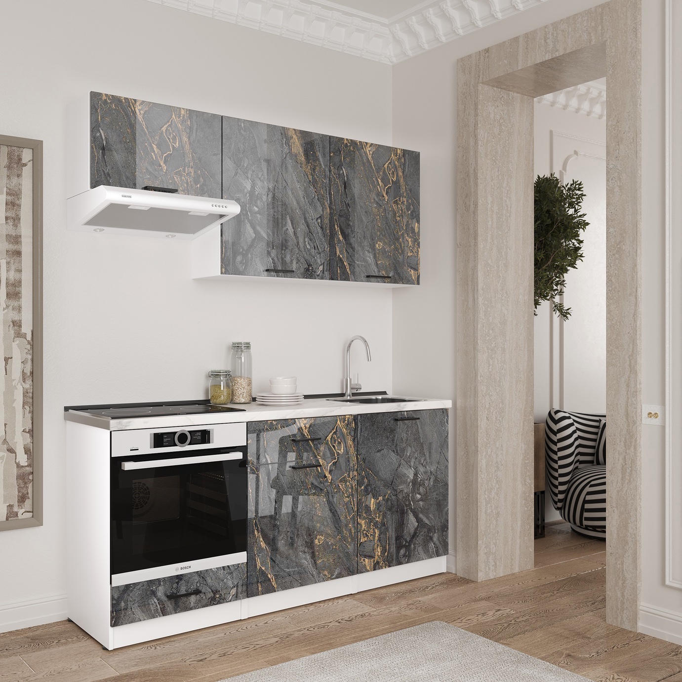 Кухонный гарнитур: Luiza Modern, Мрамор, 180 см