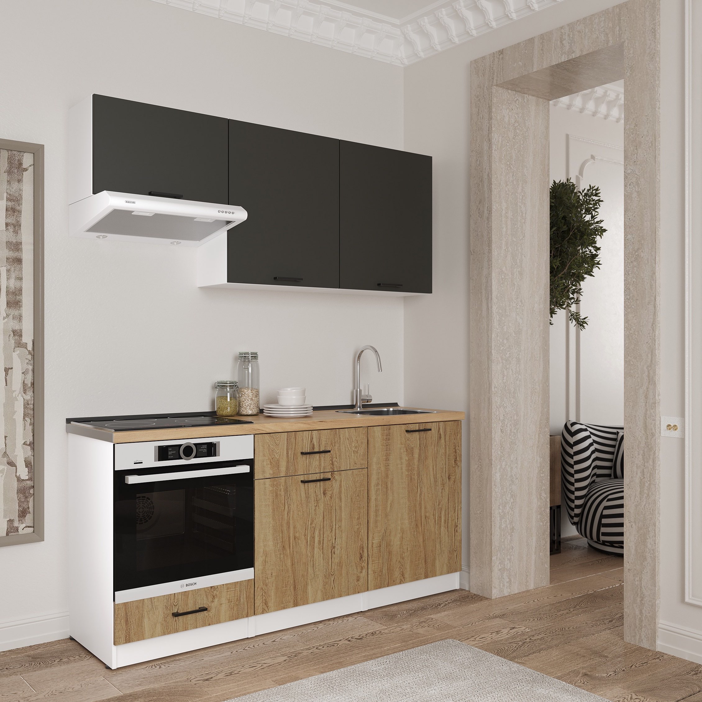 Set bucătărie: Luiza Modern, Stejar Auriu, 180 cm