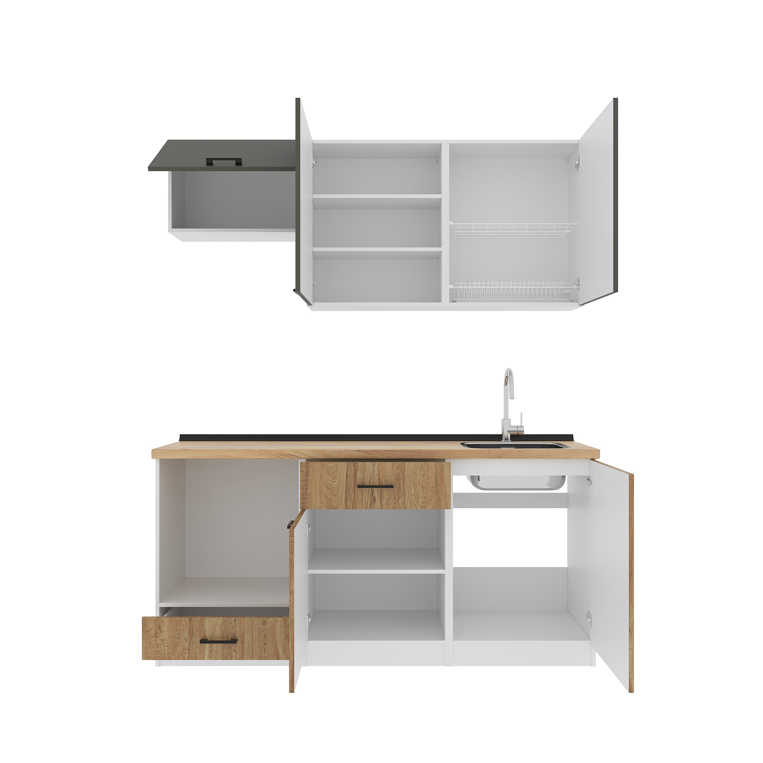 Set bucătărie: Luiza Modern, Stejar Auriu, 180 cm