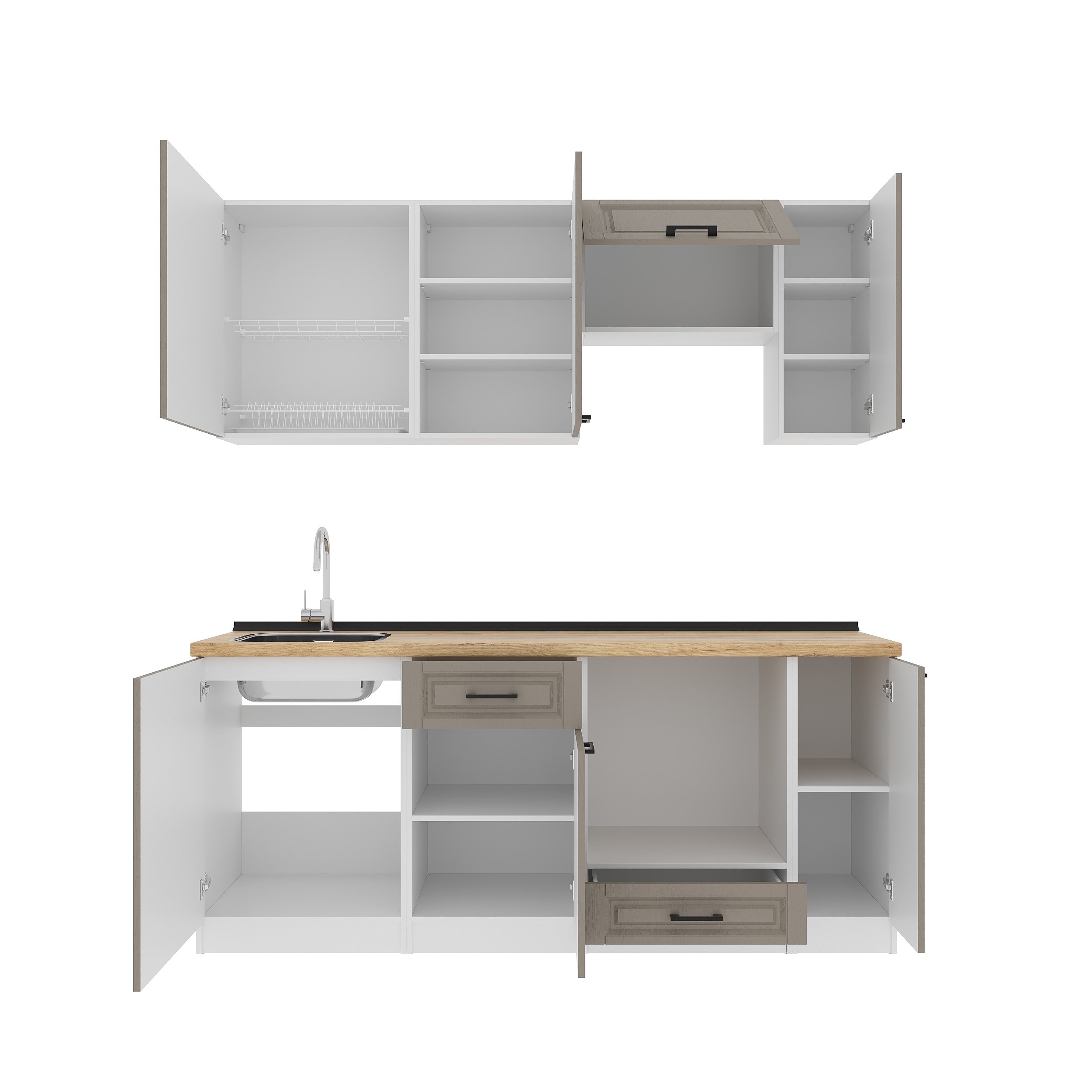 Kitchen: Regina "A" Classic, Gold Oak, 200 cm