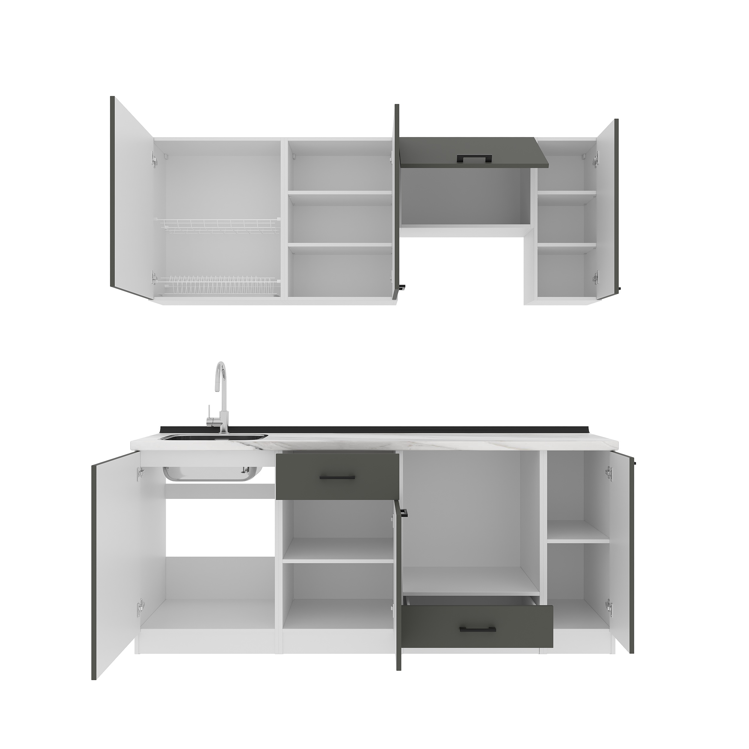 Set bucătărie: Regina "A" Modern, Marmură, 200 cm